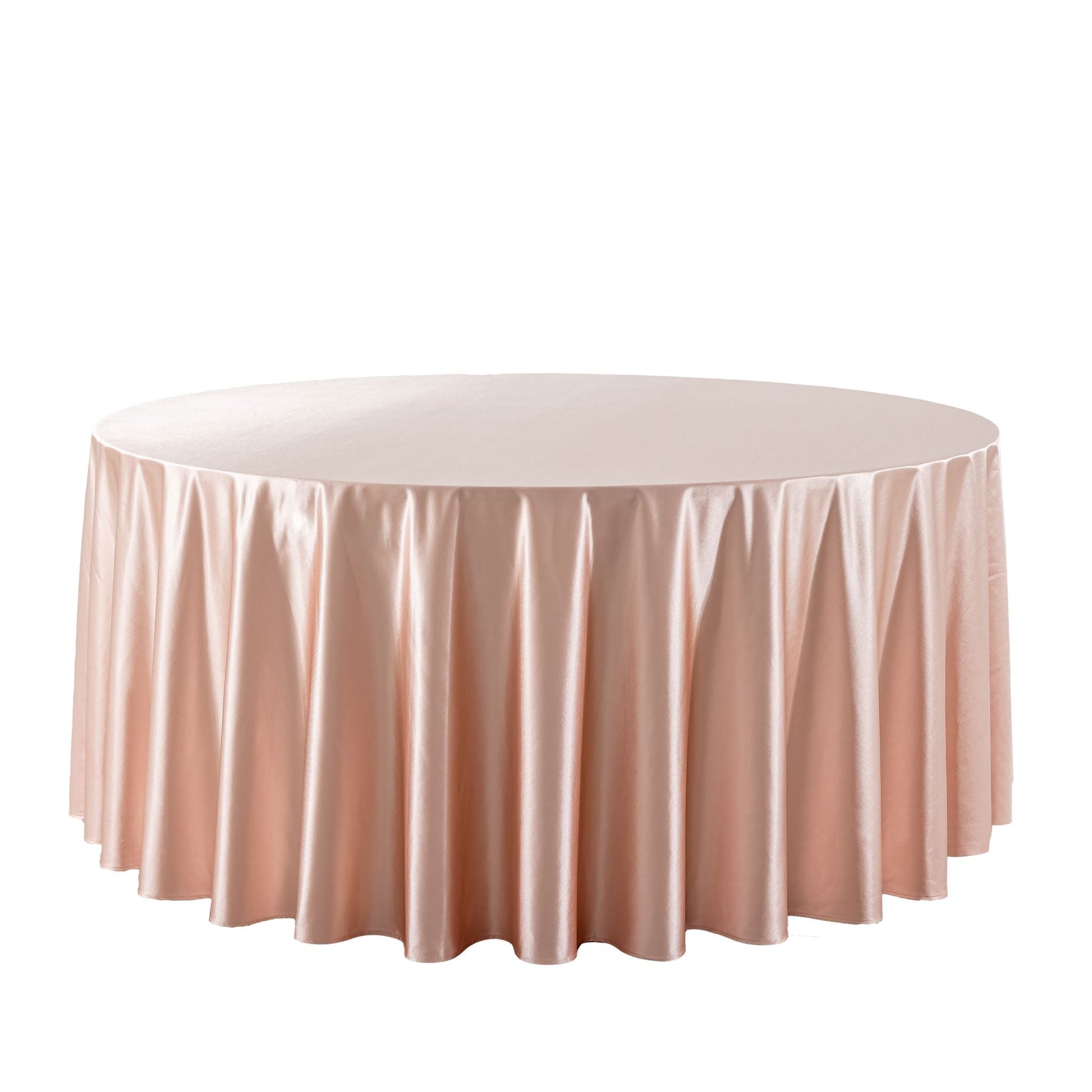 Premium Satin (Wrinkle-Resistant) 120" Round Tablecloth - Blush/Rose Gold
