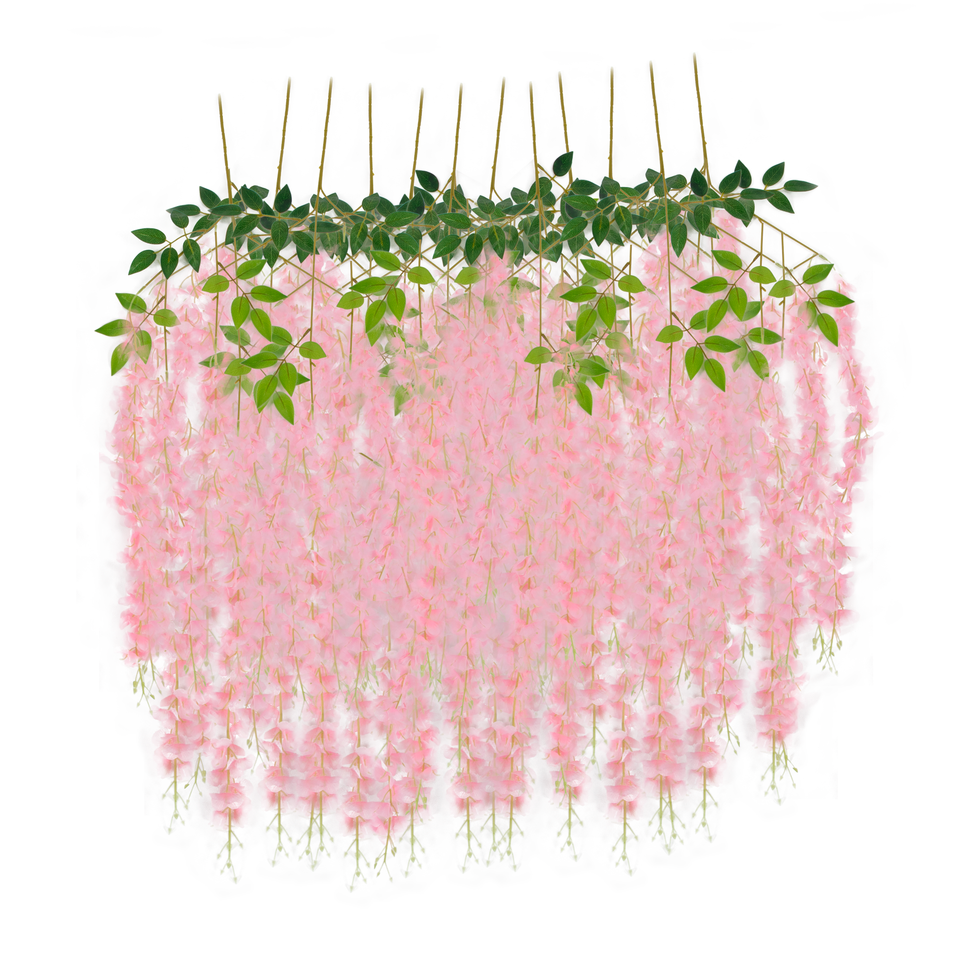 12 Pack Hanging Wisteria Vines Silk Flower Stem - Pink