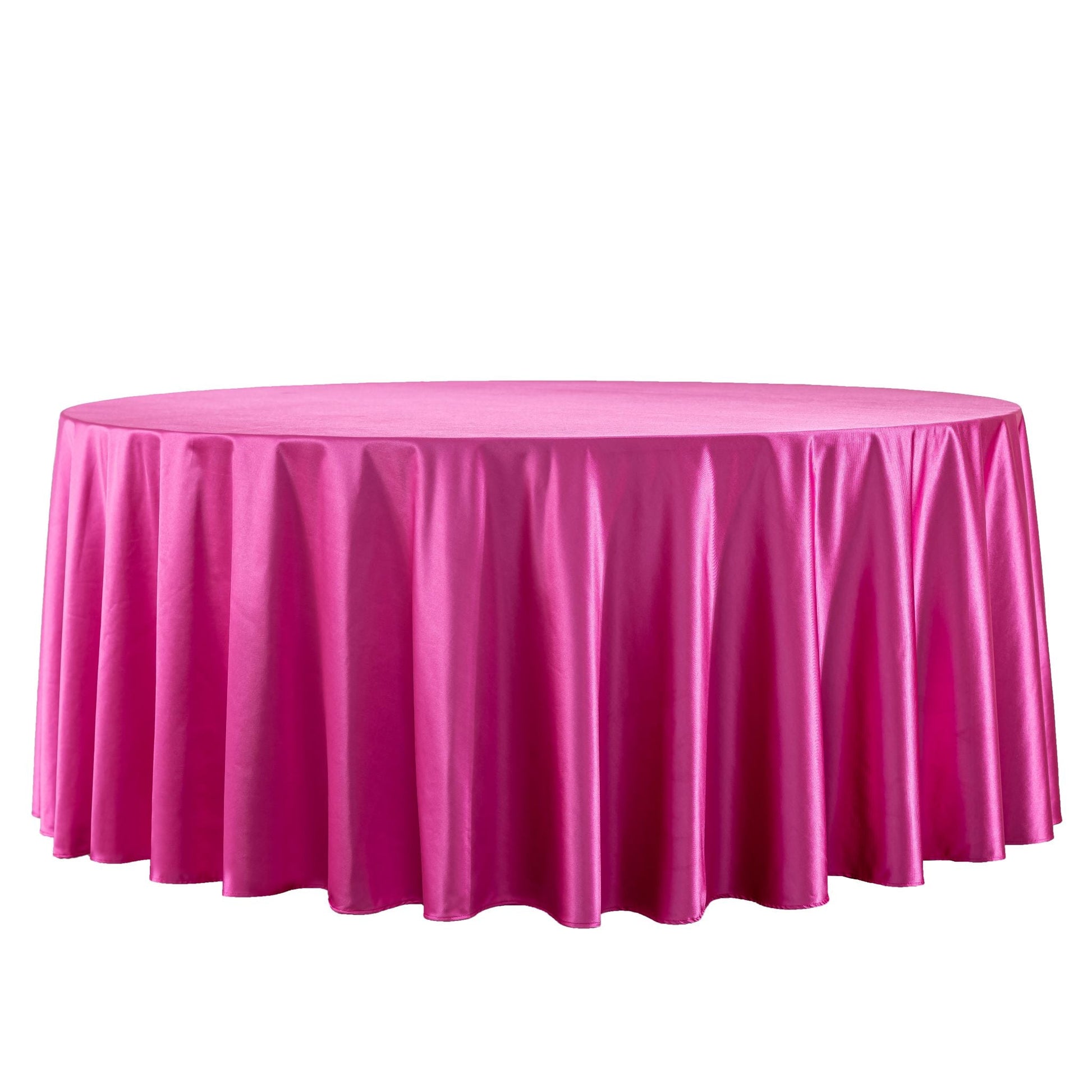 Premium Satin (Wrinkle-Resistant) 132" Round Tablecloth - Fuchsia