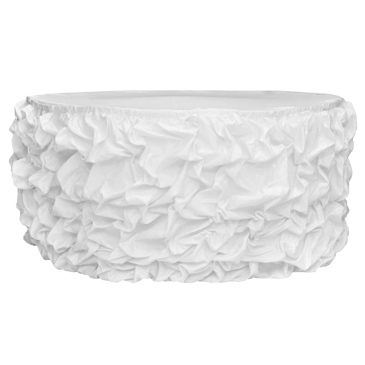 21ft Gathered Lamour Satin Table Skirt - White - CV Linens