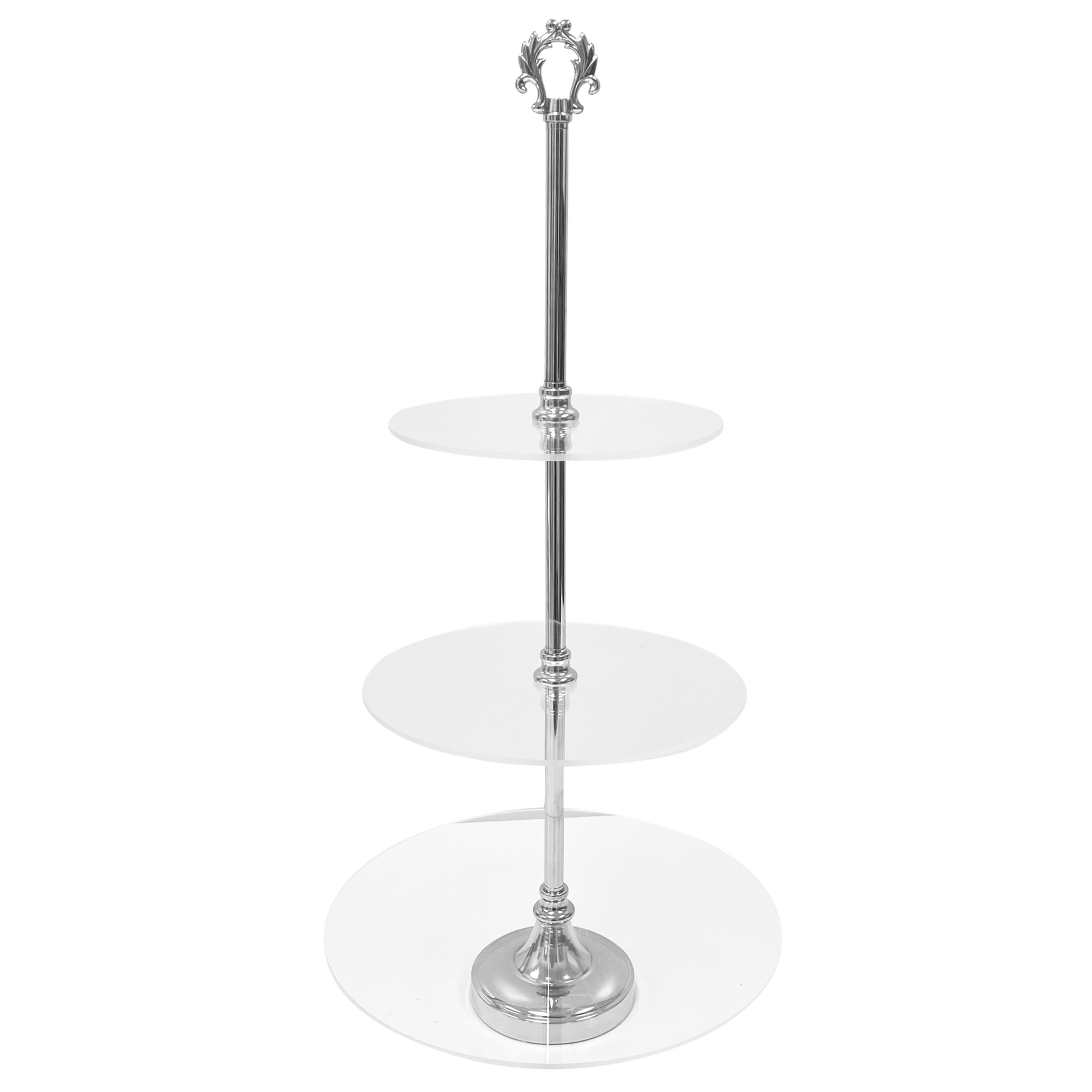 3 Tier Classic Round Acrylic Cupcake Dessert Stand - Silver