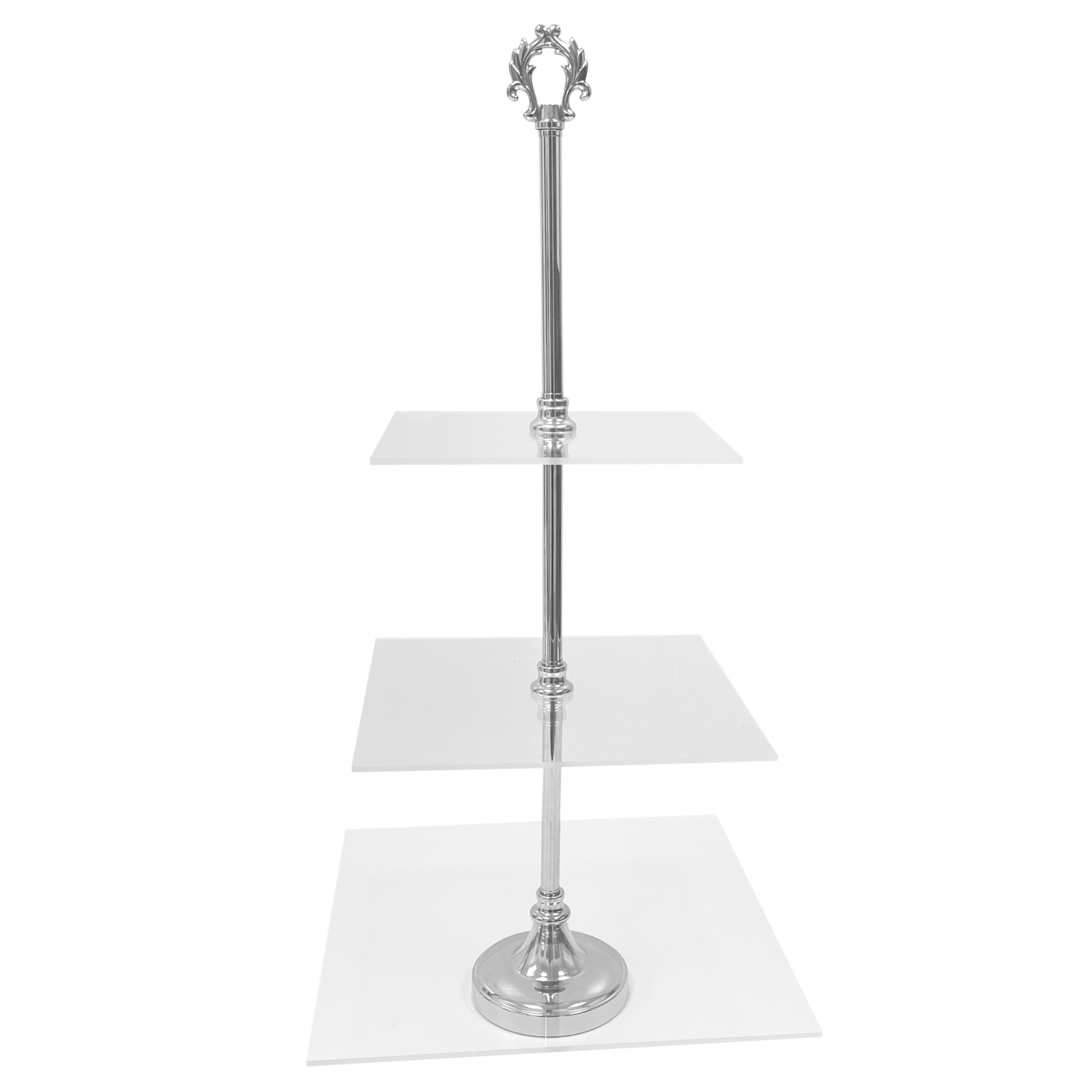 3 Tier Classic Square Acrylic Cupcake Dessert Stand - Silver