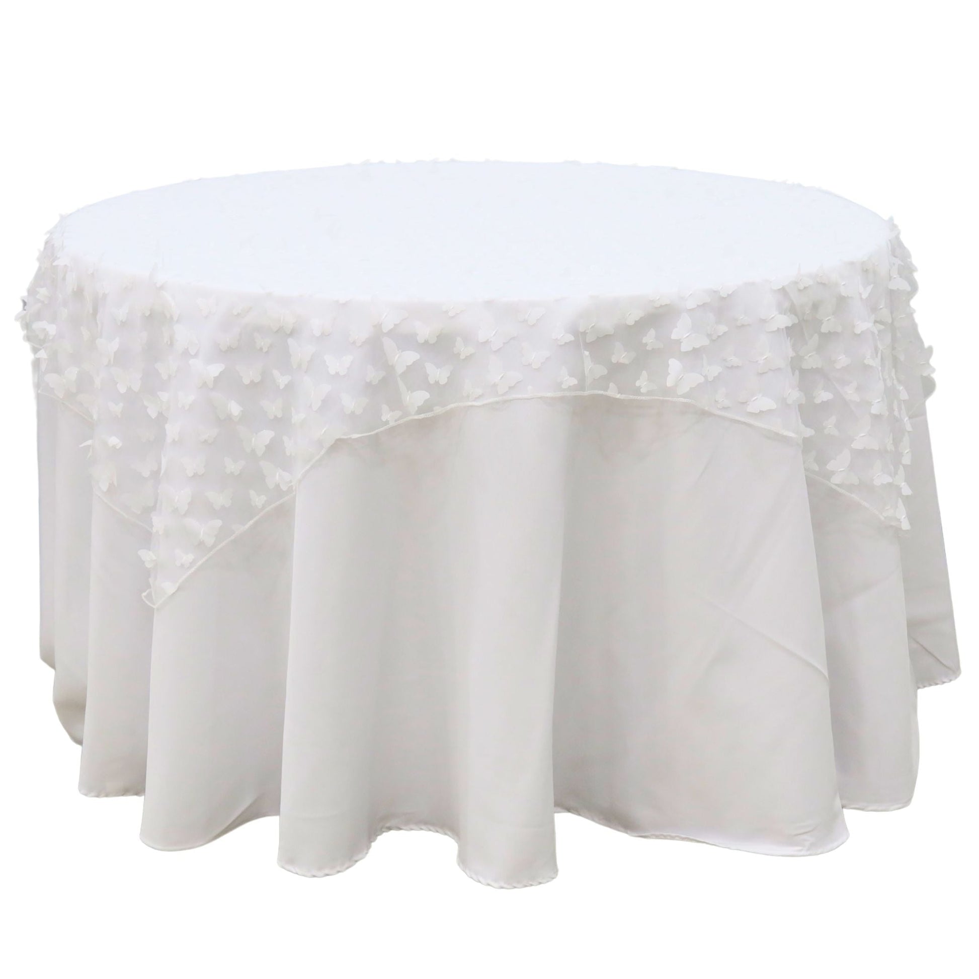 3D Butterfly Sheer Table Overlay Topper 50"x50" Square - White