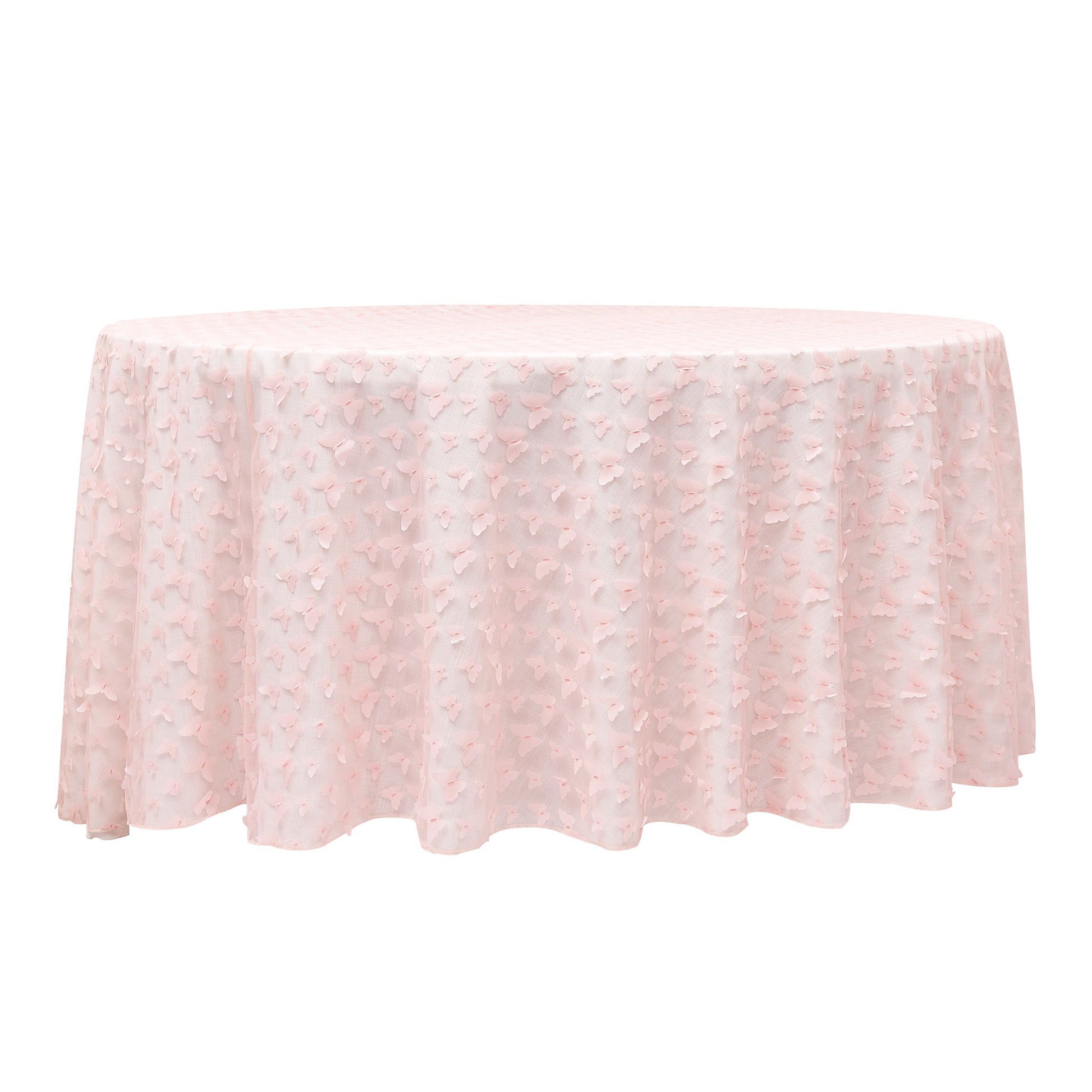 3D Butterfly Sheer Tablecloth 120" Round - Pink