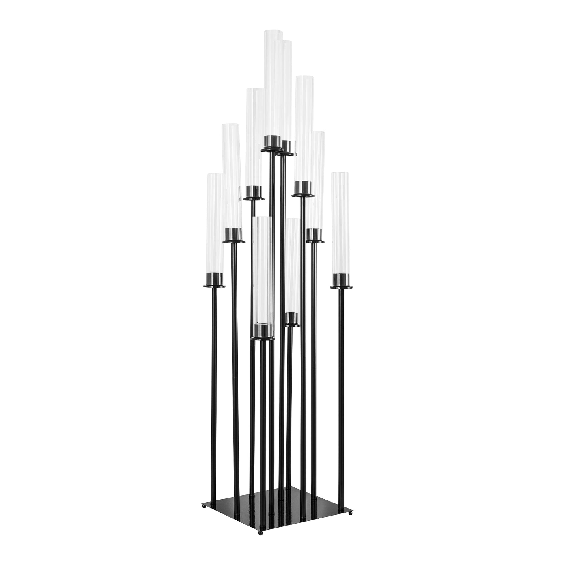 48" Tall 10 Arm Candle Holder Candelabra Centerpiece - Black - CV Linens