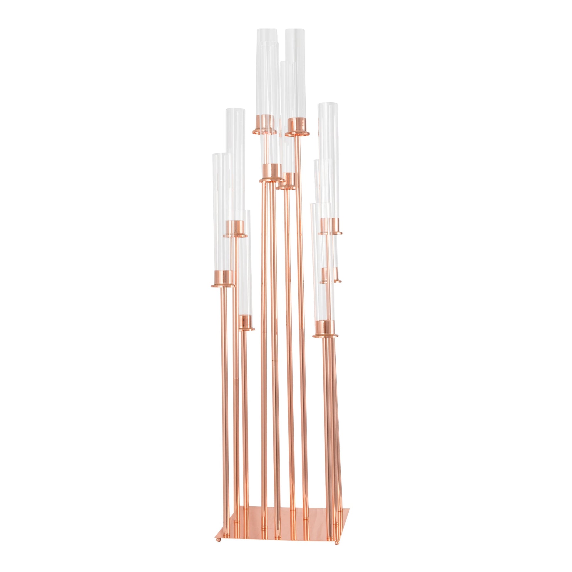 48" Tall 10 Arm Candle Holder Candelabra Centerpiece - Rose Gold - CV Linens
