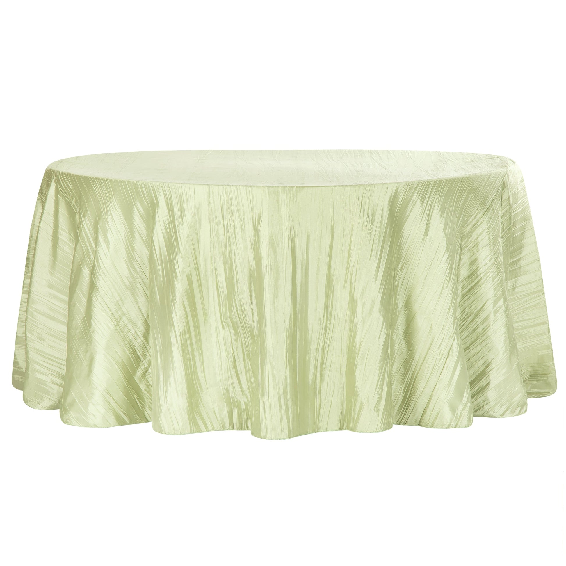 Accordion Crinkle Taffeta 120" Round Tablecloth - Sage Green - CV Linens