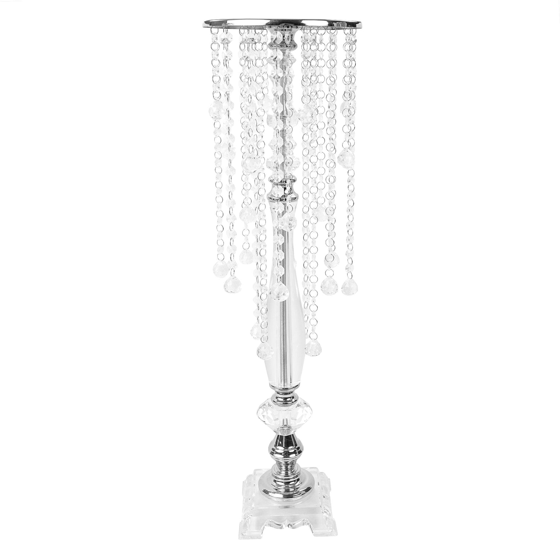 Acrylic Crystal Drop Centerpiece - Silver - CV Linens