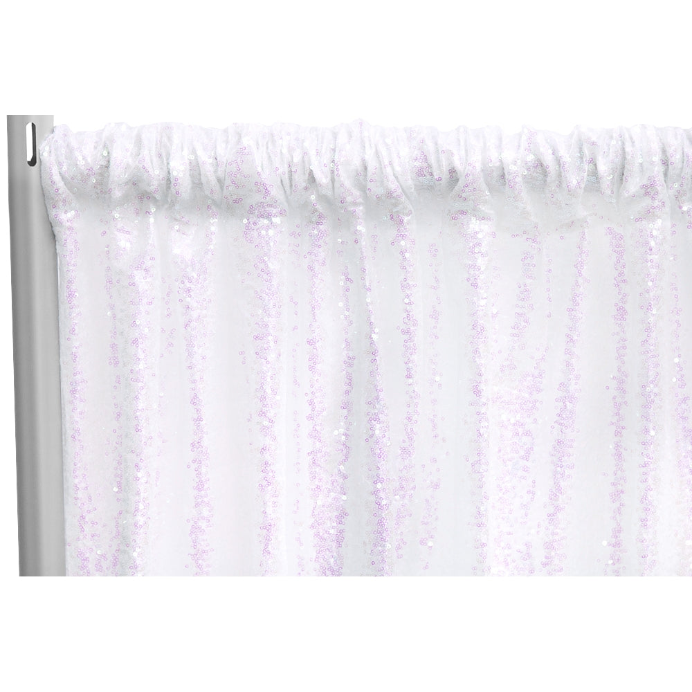 Glitz Sequin 10ft H x 52" W Drape/Backdrop panel - Iridescent White - CV Linens