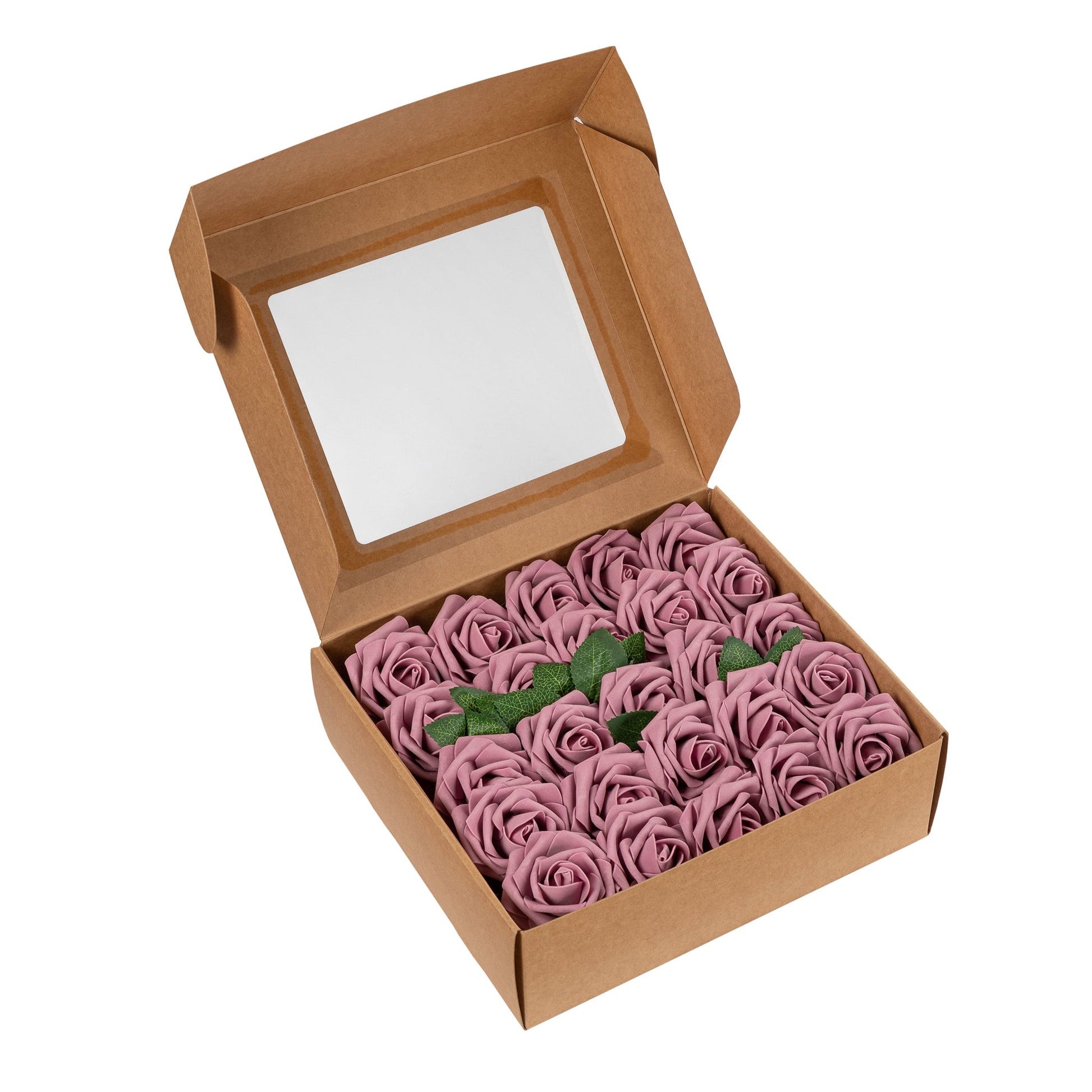 Artificial DIY Foam Rose Stems (50 pcs) - Mauve/Dusty Rose - CV Linens