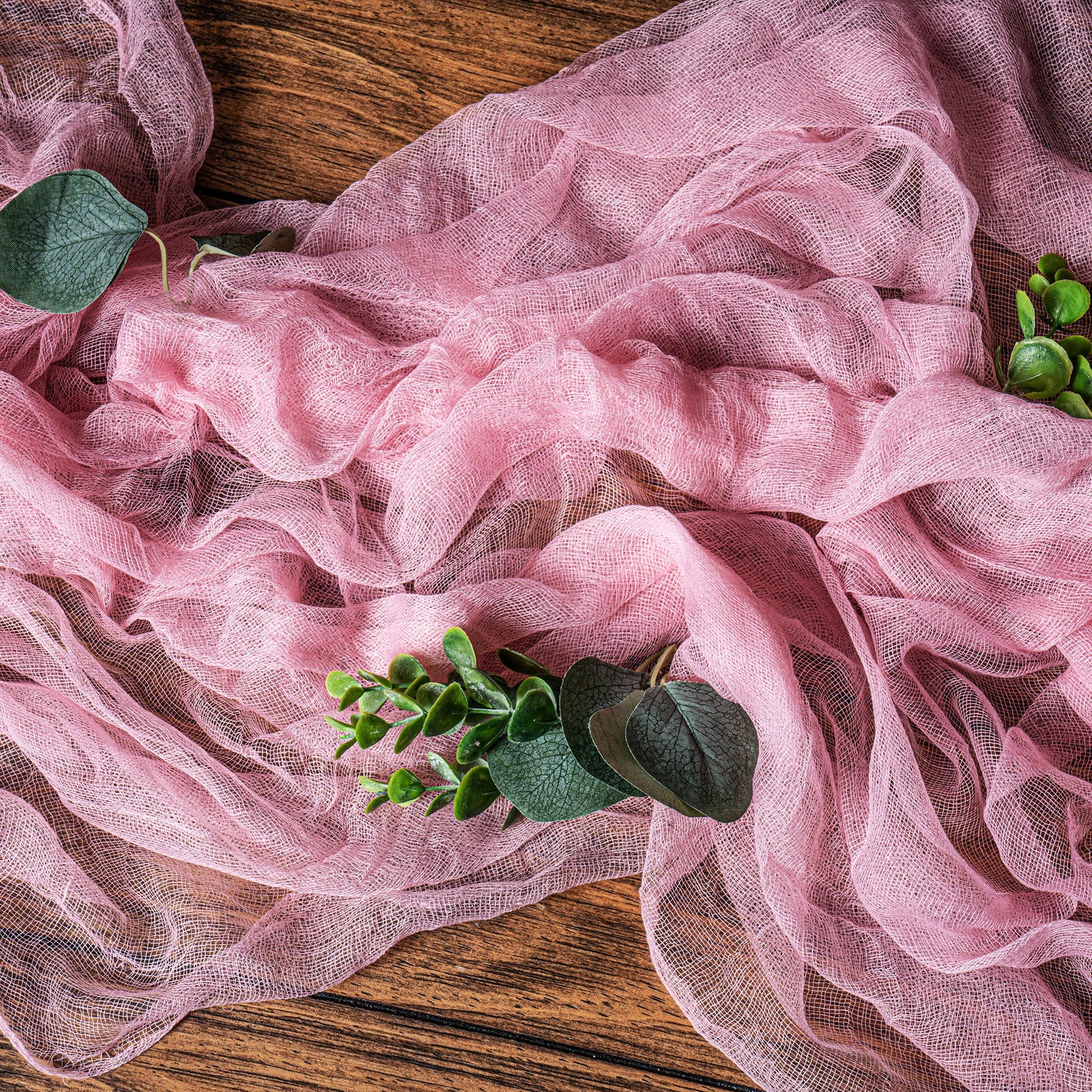 Cheesecloth Table Runner 25" x 16ft - Dusty Rose - CV Linens