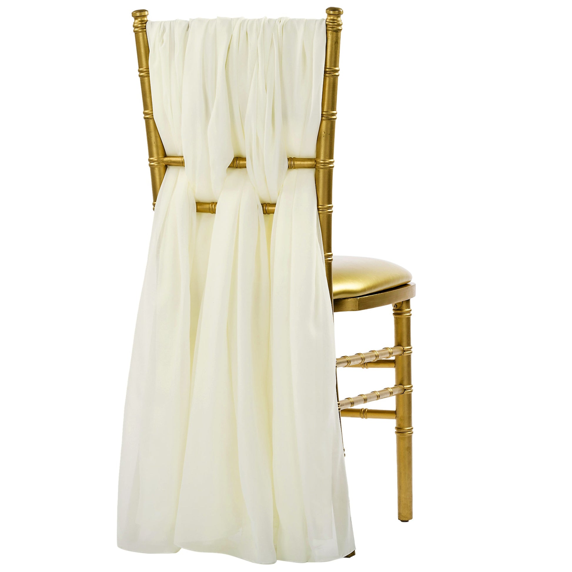 5pcs Pack of Chiffon Chair Sashes/Ties - Ivory - CV Linens