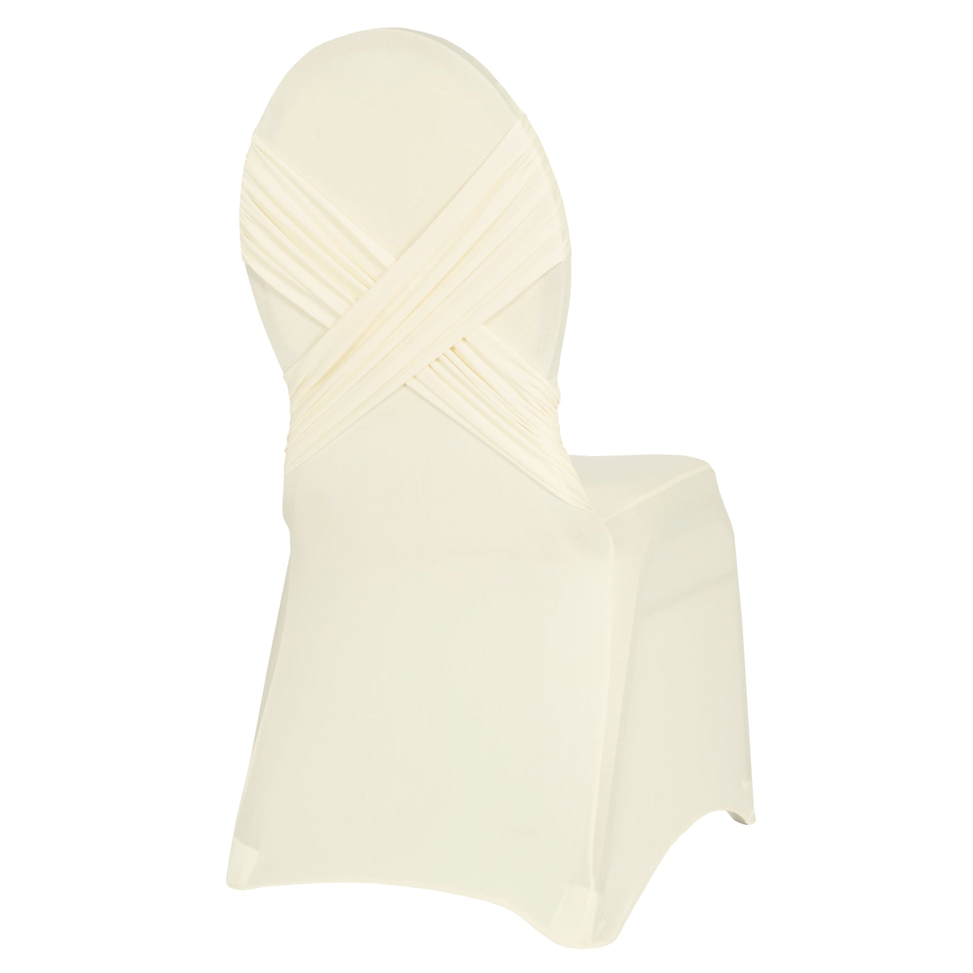 Cross Back Stretch Spandex Banquet Chair Cover - Ivory - CV Linens