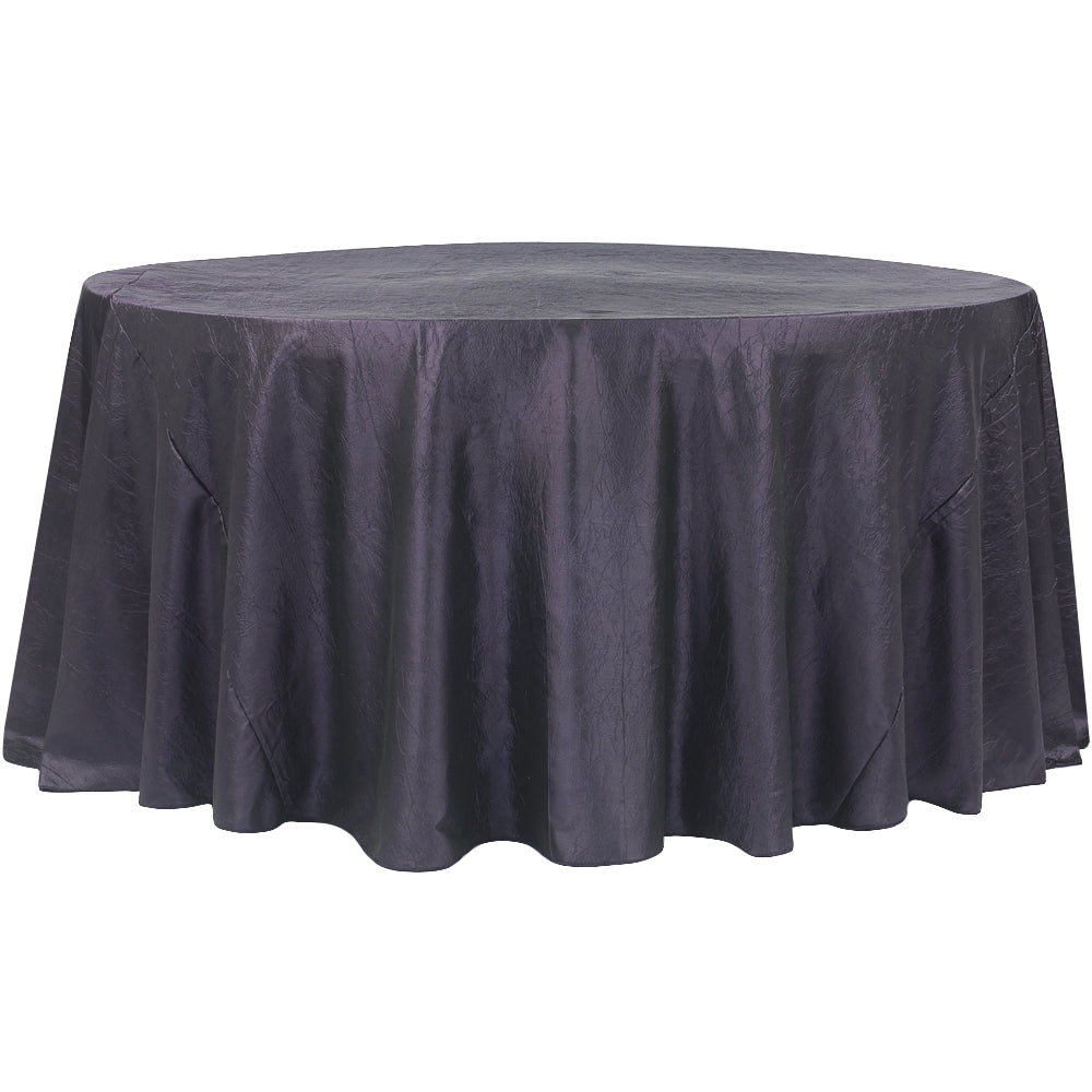 Crushed Taffeta 120" Round Tablecloth - Eggplant/Plum - CV Linens