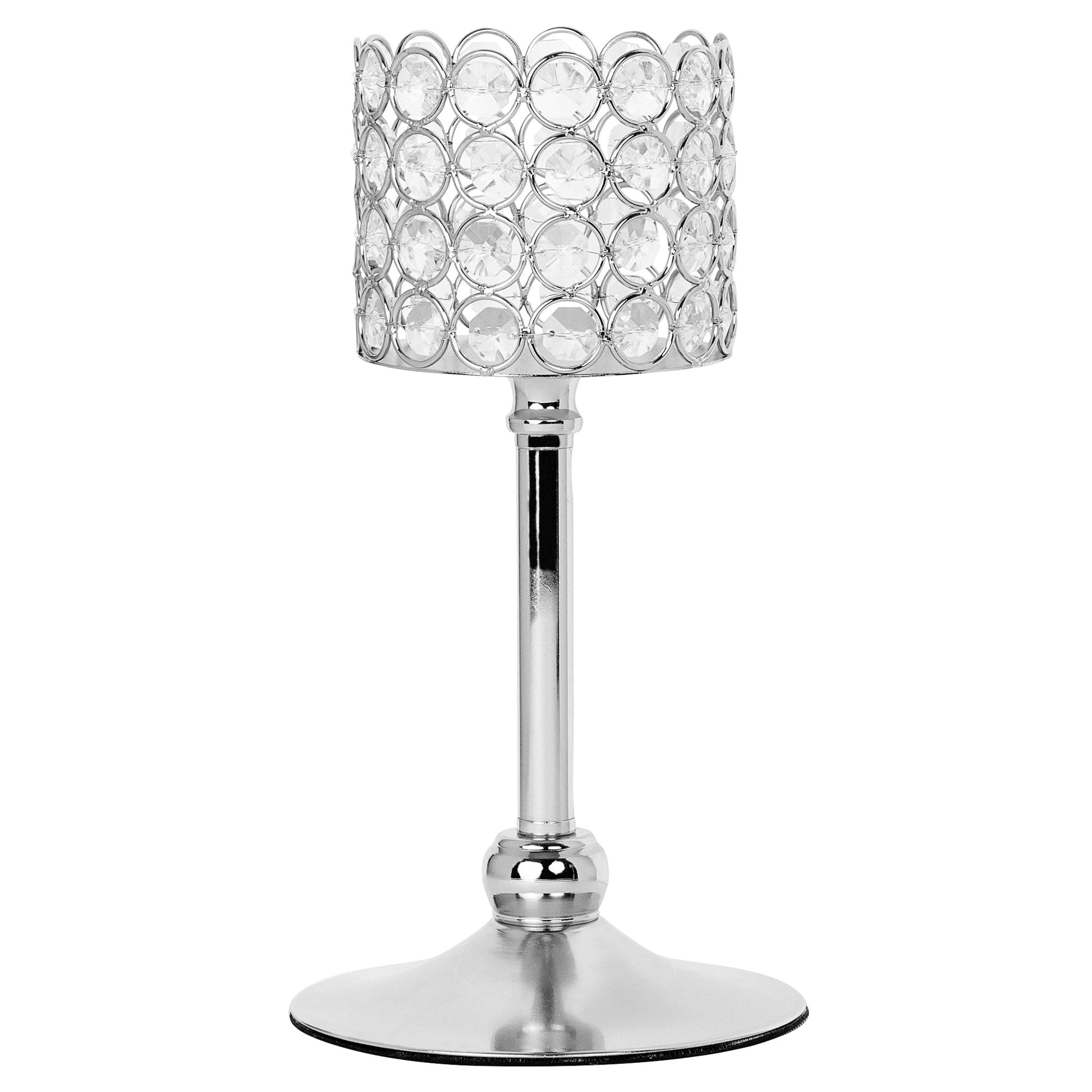 Crystal Candle Holder 10.5" Height - Silver - CV Linens