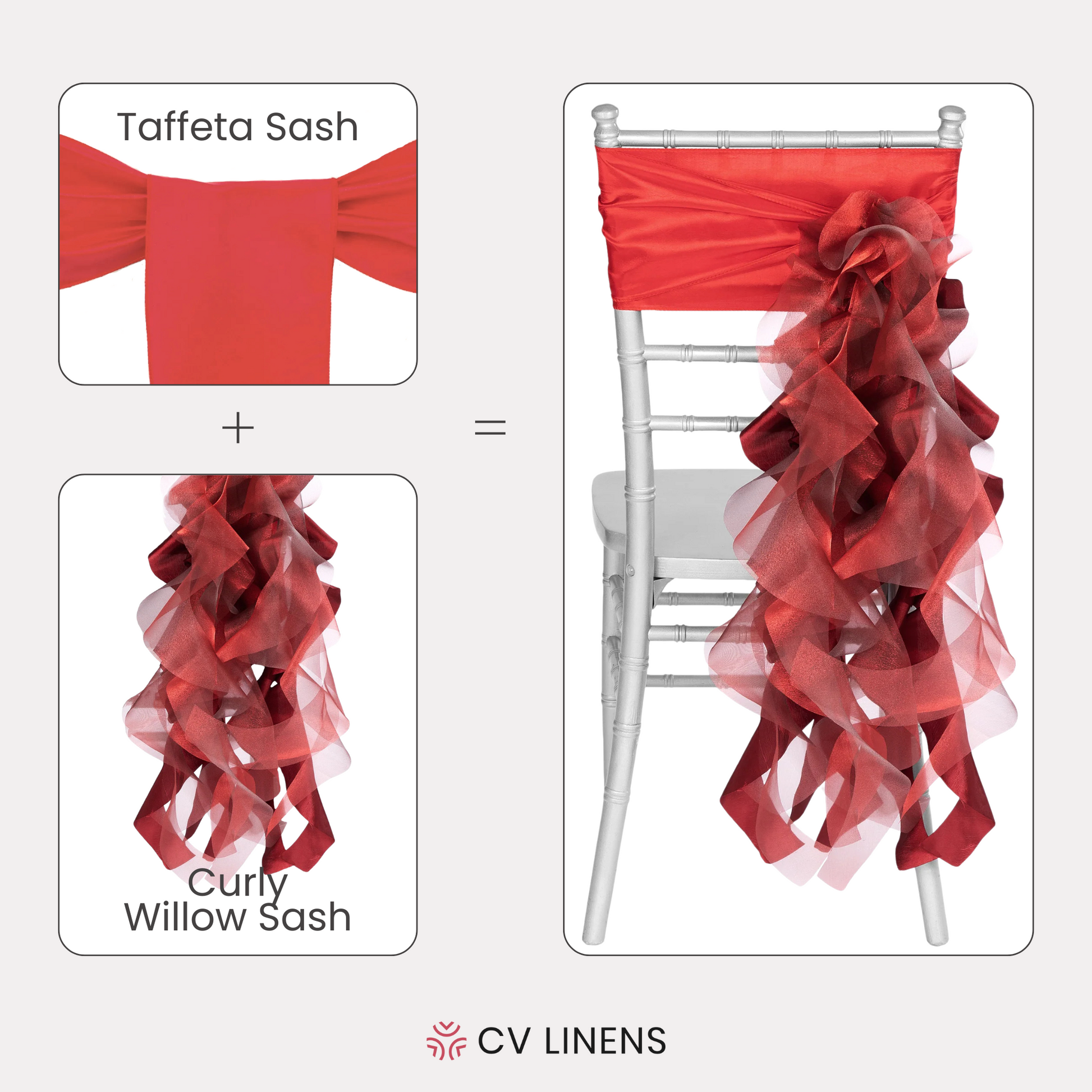 Curly Willow Chair Sash - Apple Red - CV Linens