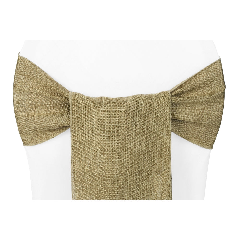 Faux Burlap Chair Sash - Natural Tan - CV Linens