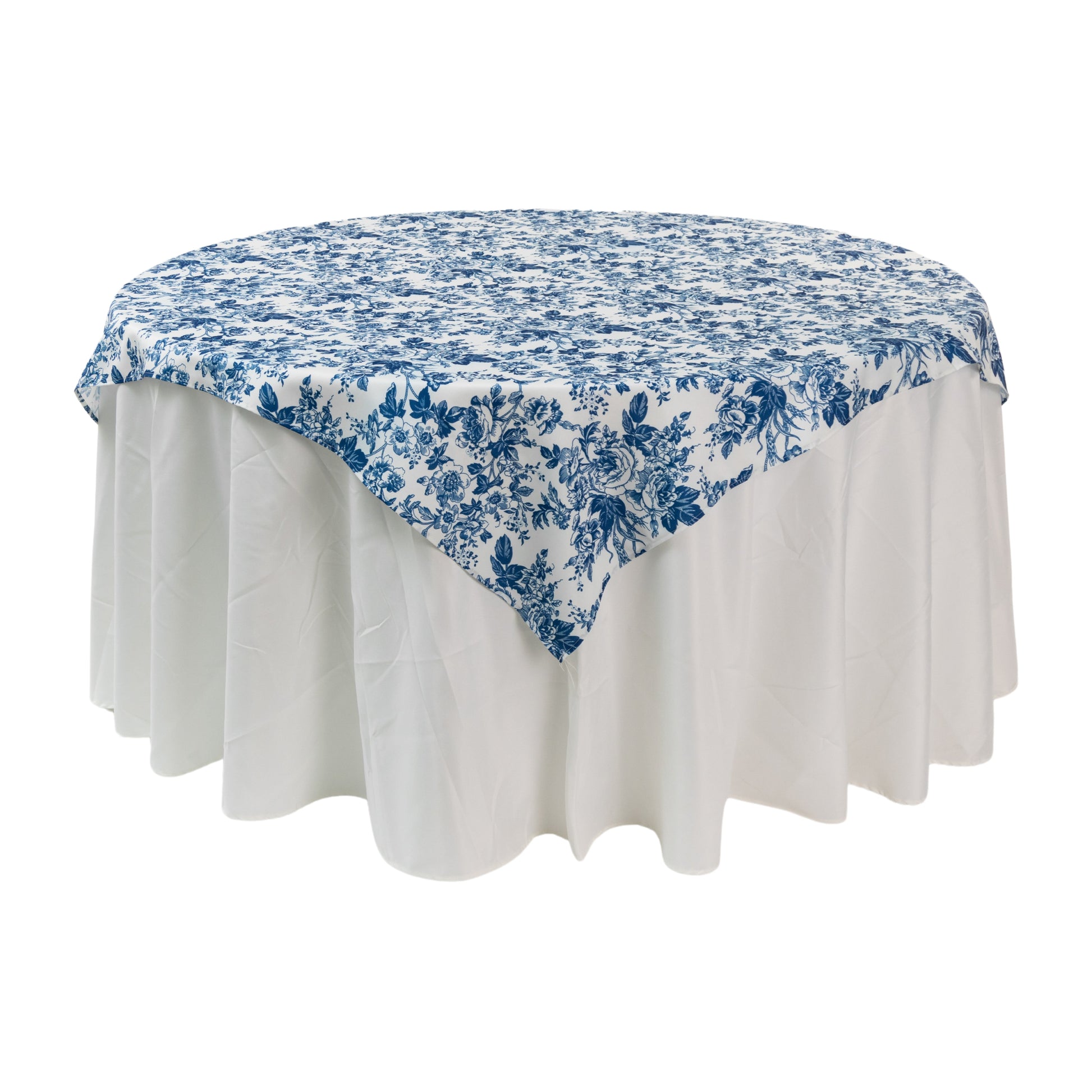 French Toile 72" Square Tablecloth/Overlay - Blue