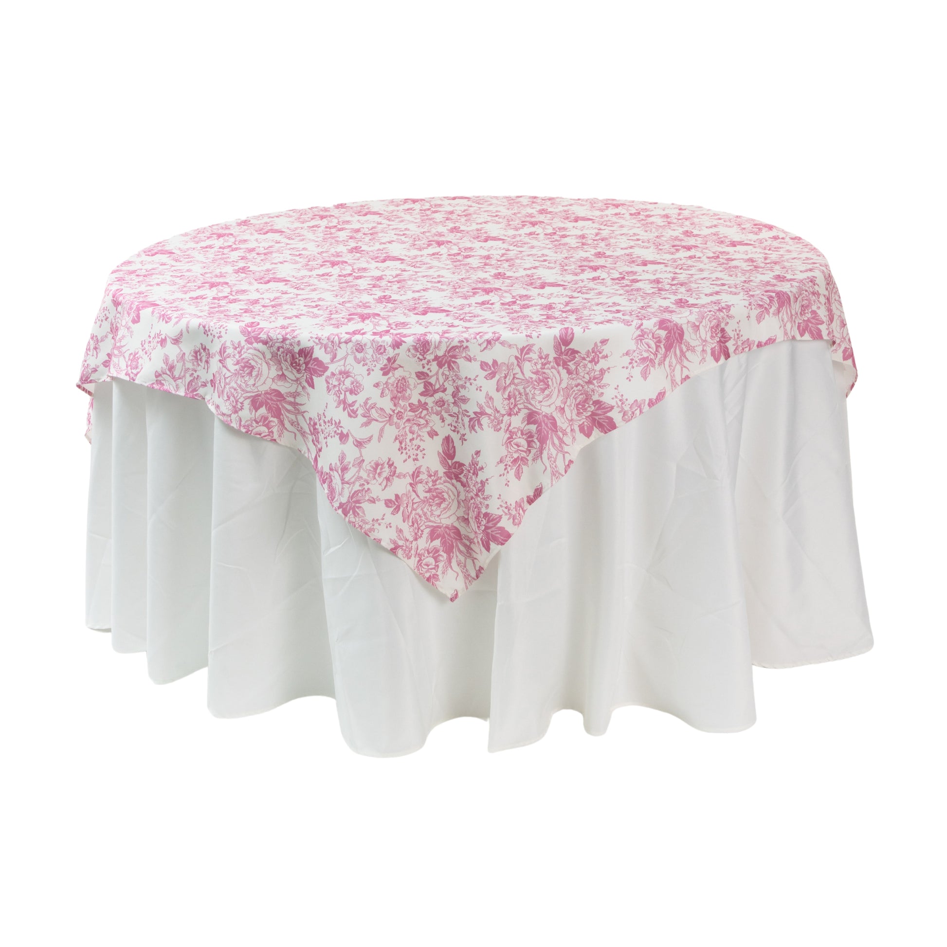French Toile 72" Square Tablecloth/Overlay - Pink