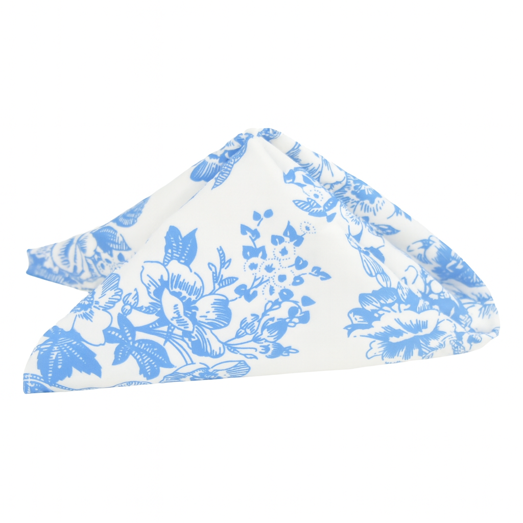 French Toile 20"x20" Linen Napkin (5pc/pk) - Baby Blue