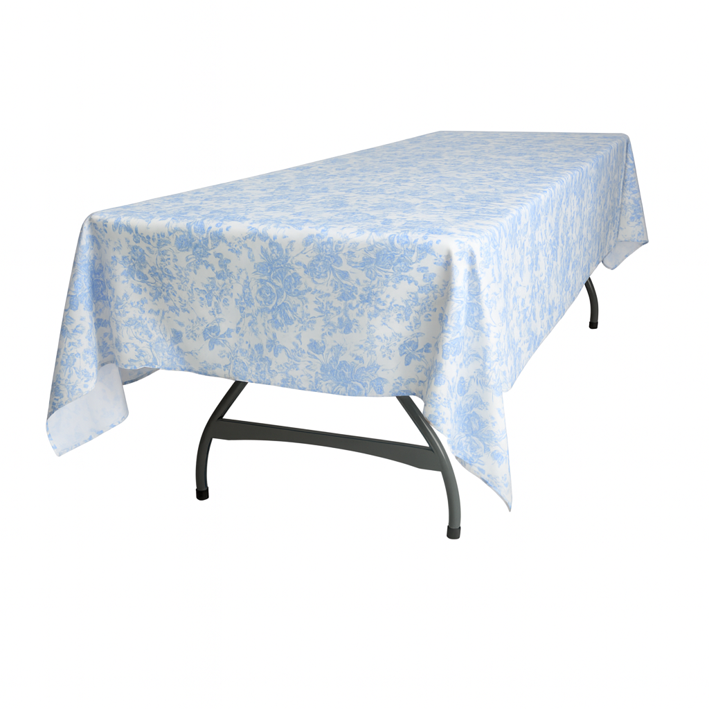 French Toile 60"x120" Rectangular Tablecloth - Baby Blue