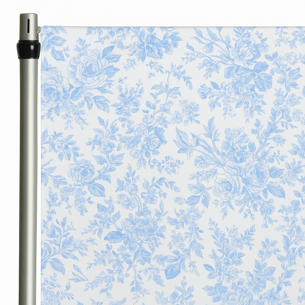 French Toile 12ft H x 52" W Drape/Backdrop Panel - Baby Blue - CV Linens
