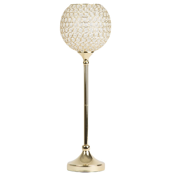 Glass Crystal Bowl/Ball Centerpiece on Stand 30" - Gold - CV Linens