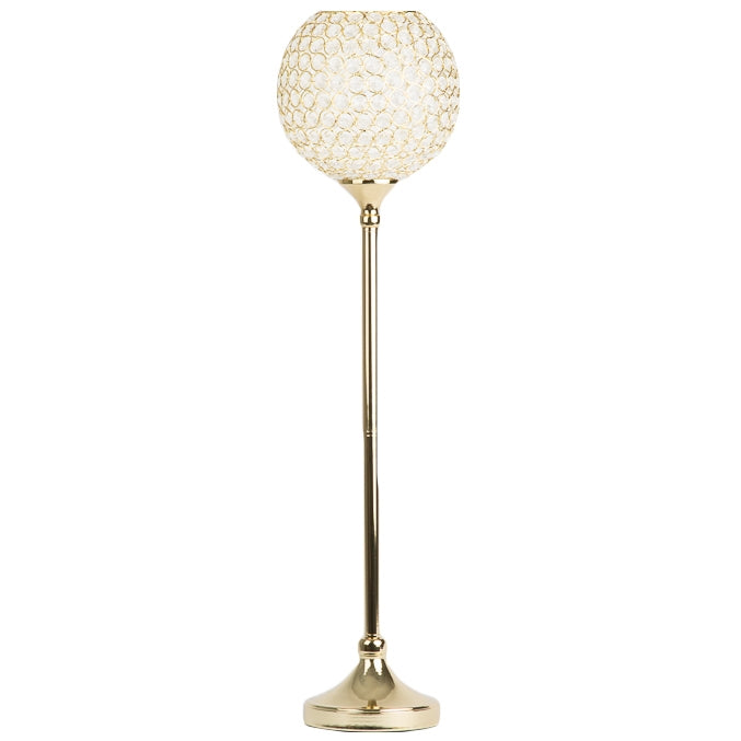 Glass Crystal Bowl/Ball Centerpiece on Stand 36" - Gold - CV Linens