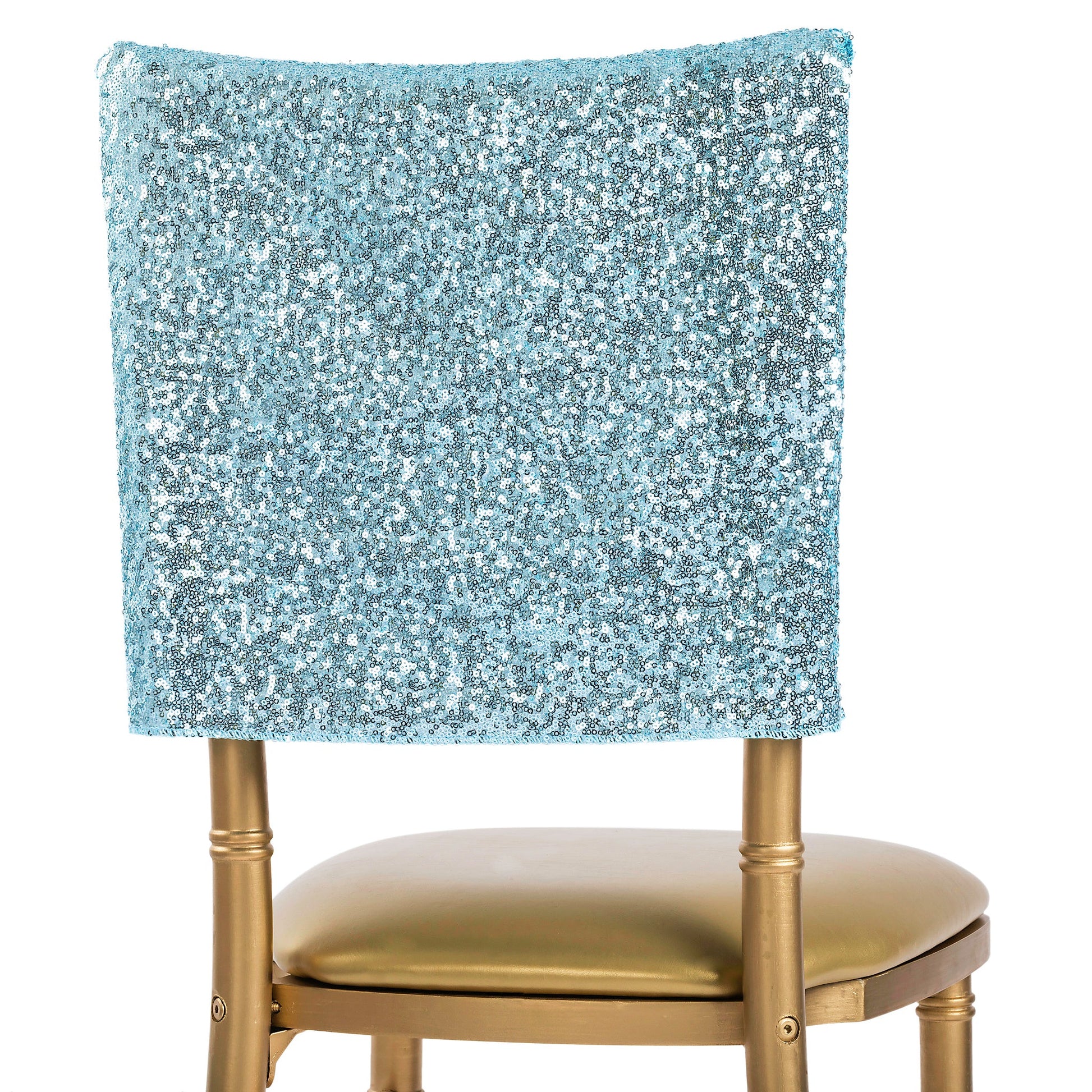 Glitz Sequin Chiavari Chair Cap 16"W x 14"L - Baby Blue - CV Linens