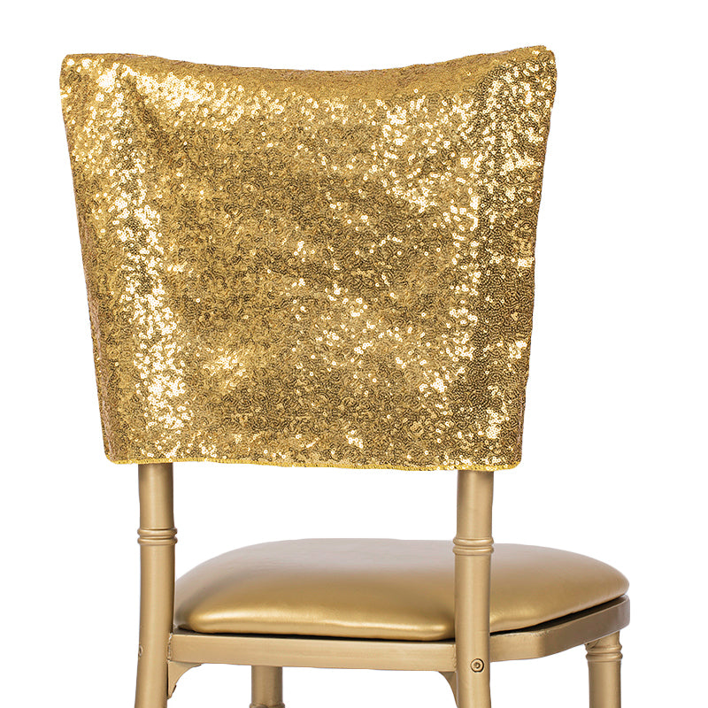 Glitz Sequin Chiavari Chair Cap 16"W x 14"L - Gold - CV Linens