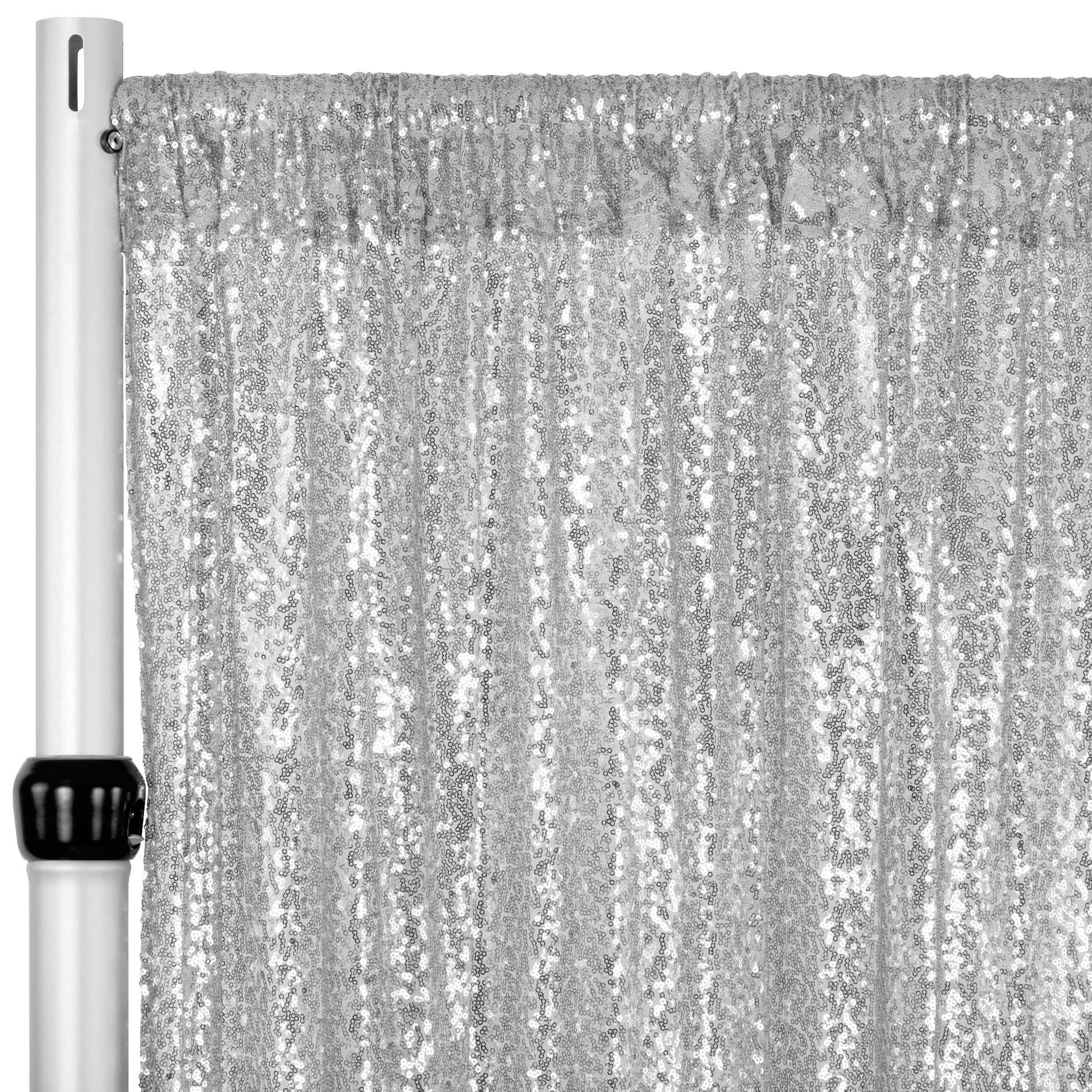 Glitz Sequin Mesh Net 16ft H x 52" W Drape/Backdrop panel - Silver