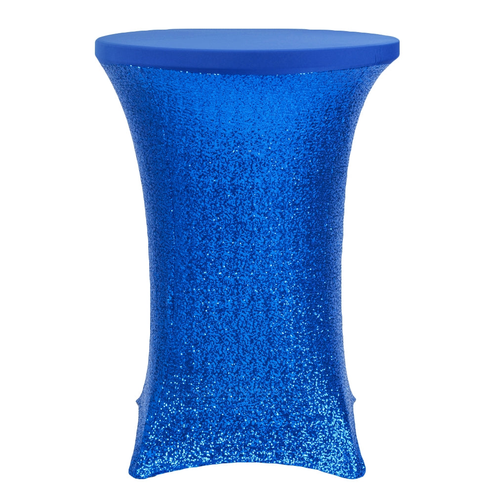 Glitz Sequin Spandex Cocktail Table Cover 30"-32" Round - Royal Blue - CV Linens