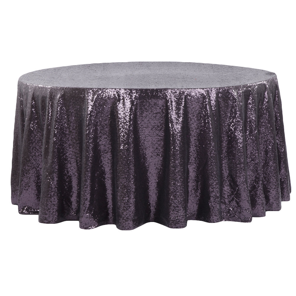 Glitz Sequins 132" Round Tablecloth - Eggplant/Plum - CV Linens