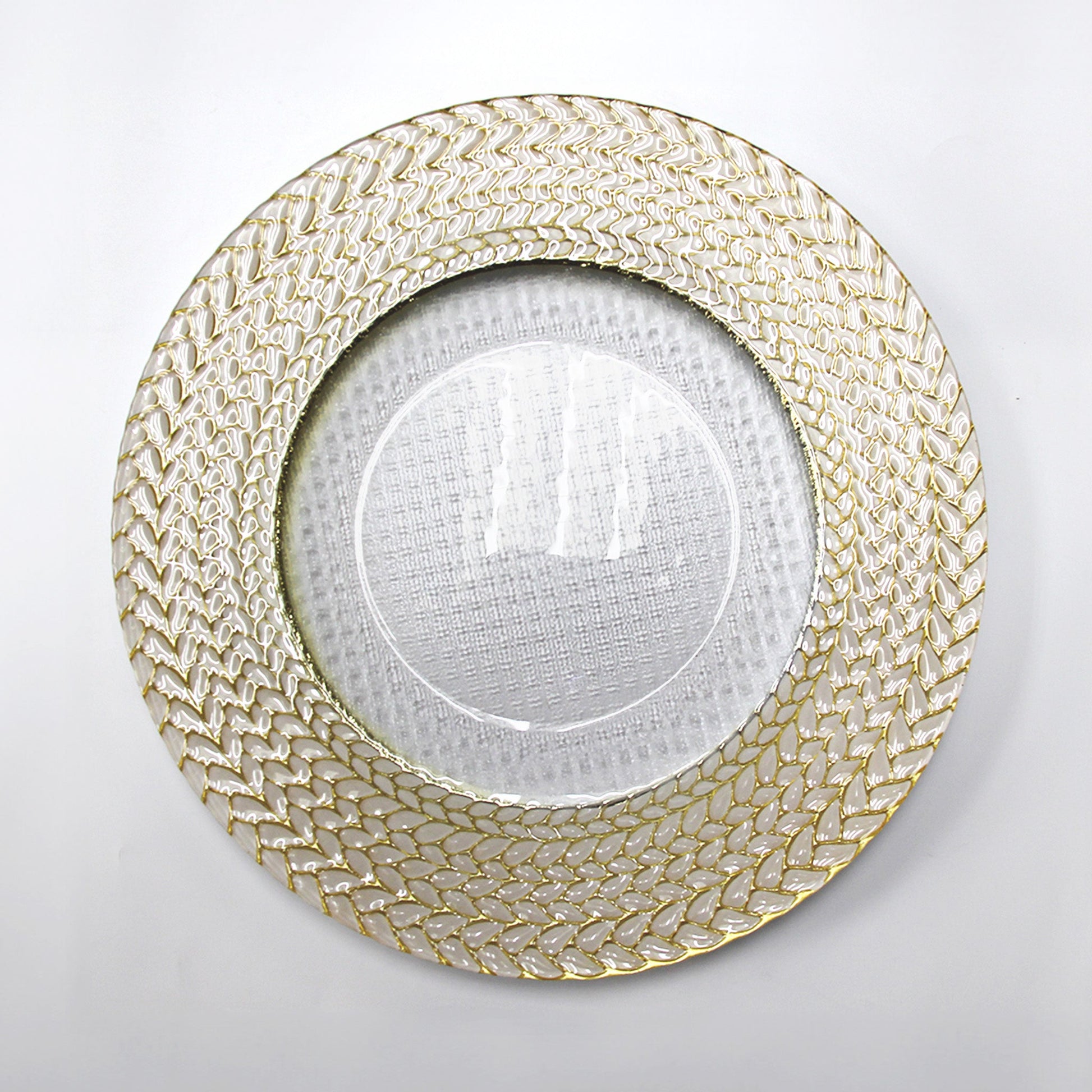 Gold Braided Rim Glass Charger Plate