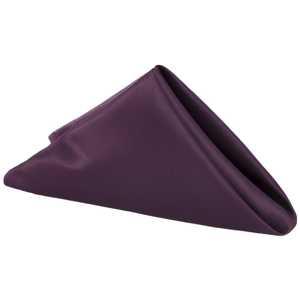 Lamour Satin Napkin 20"x20" - Eggplant/Plum - CV Linens