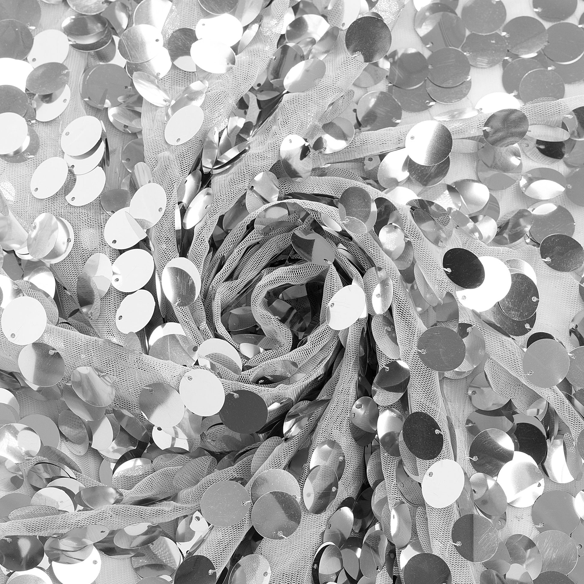 5 yards Large Payette Sequins Fabric Bolt - Silver - CV Linens
