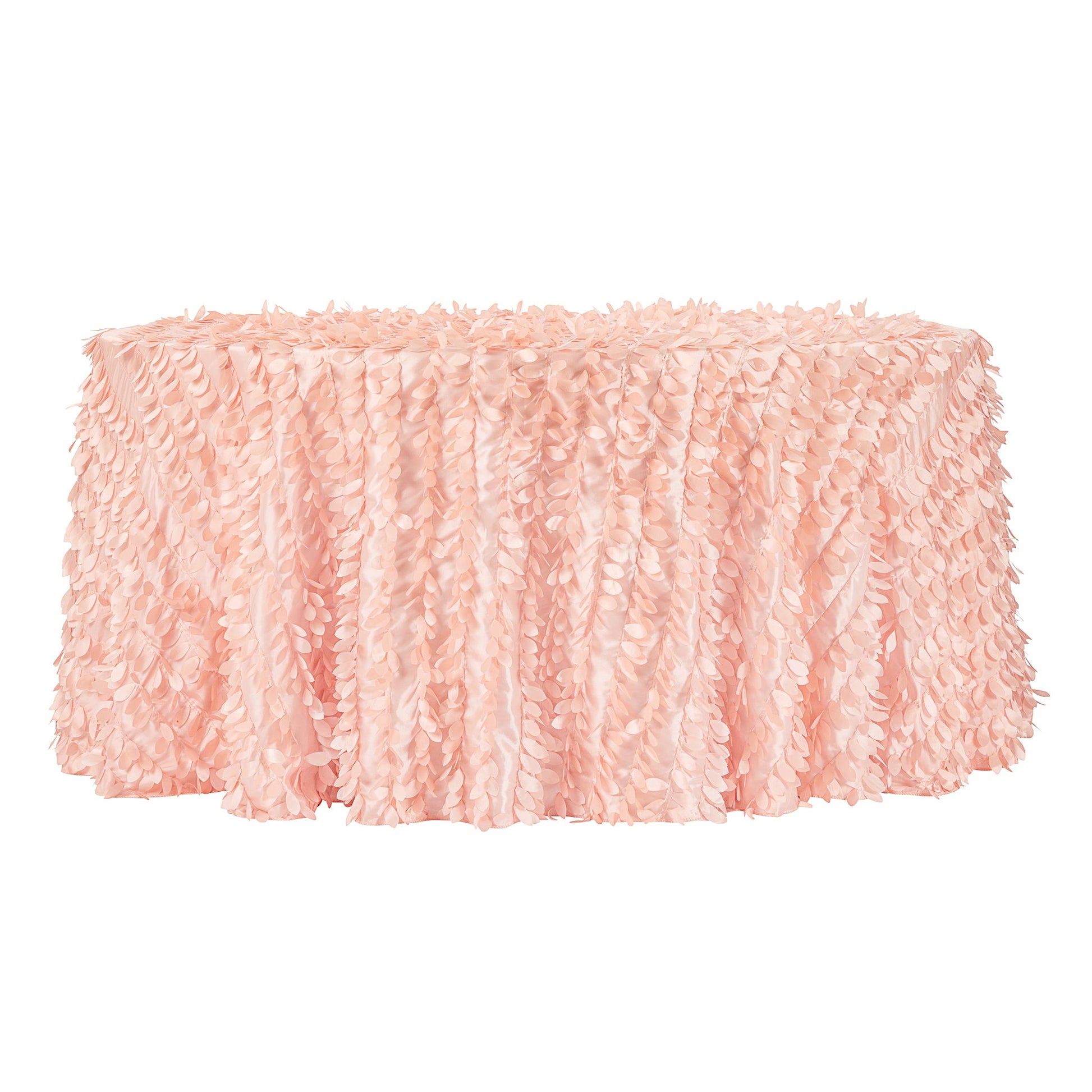 Leaf Petal Taffeta Round 120" Tablecloth - Blush - CV Linens