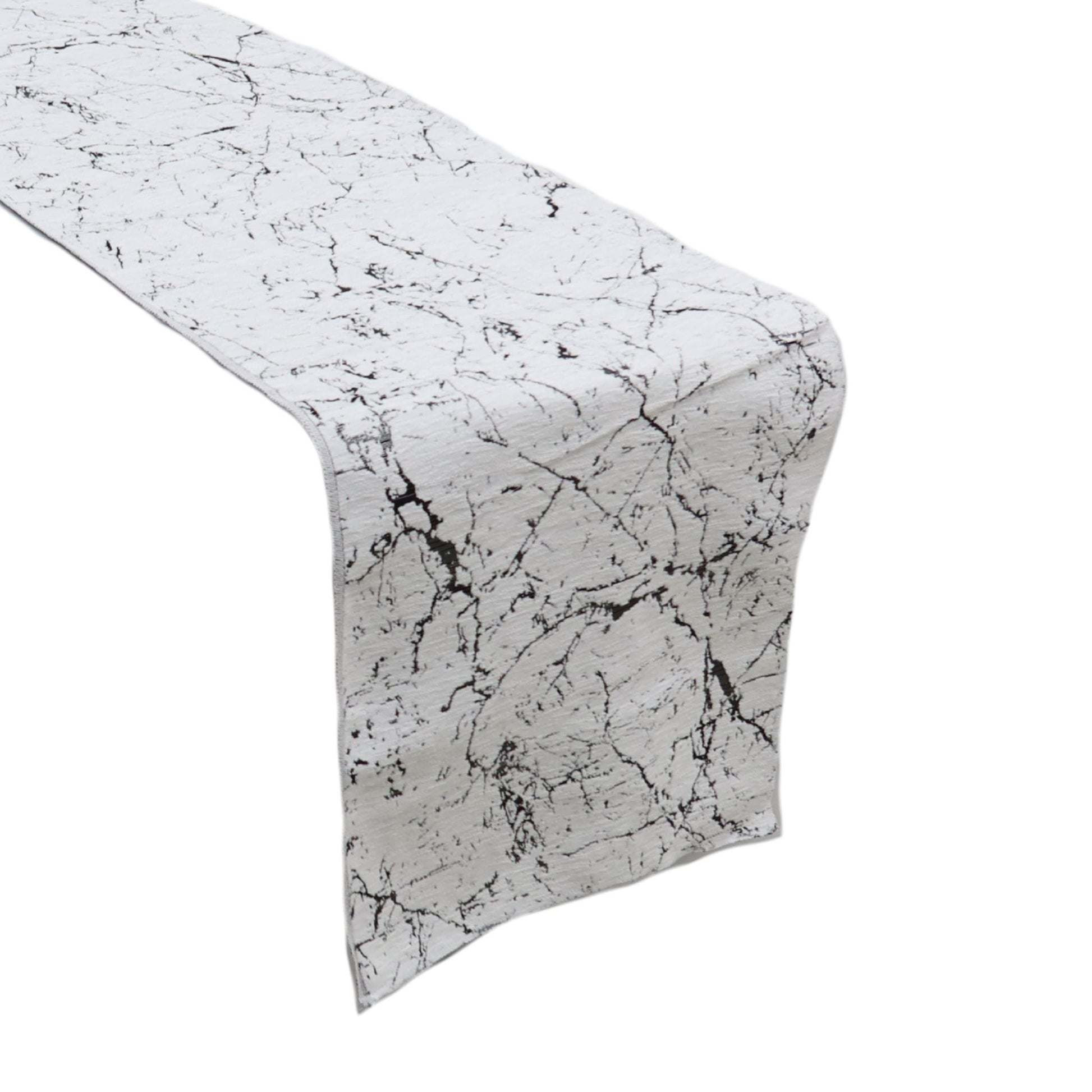 Marble Reversible Jacquard Table Runner - Silver