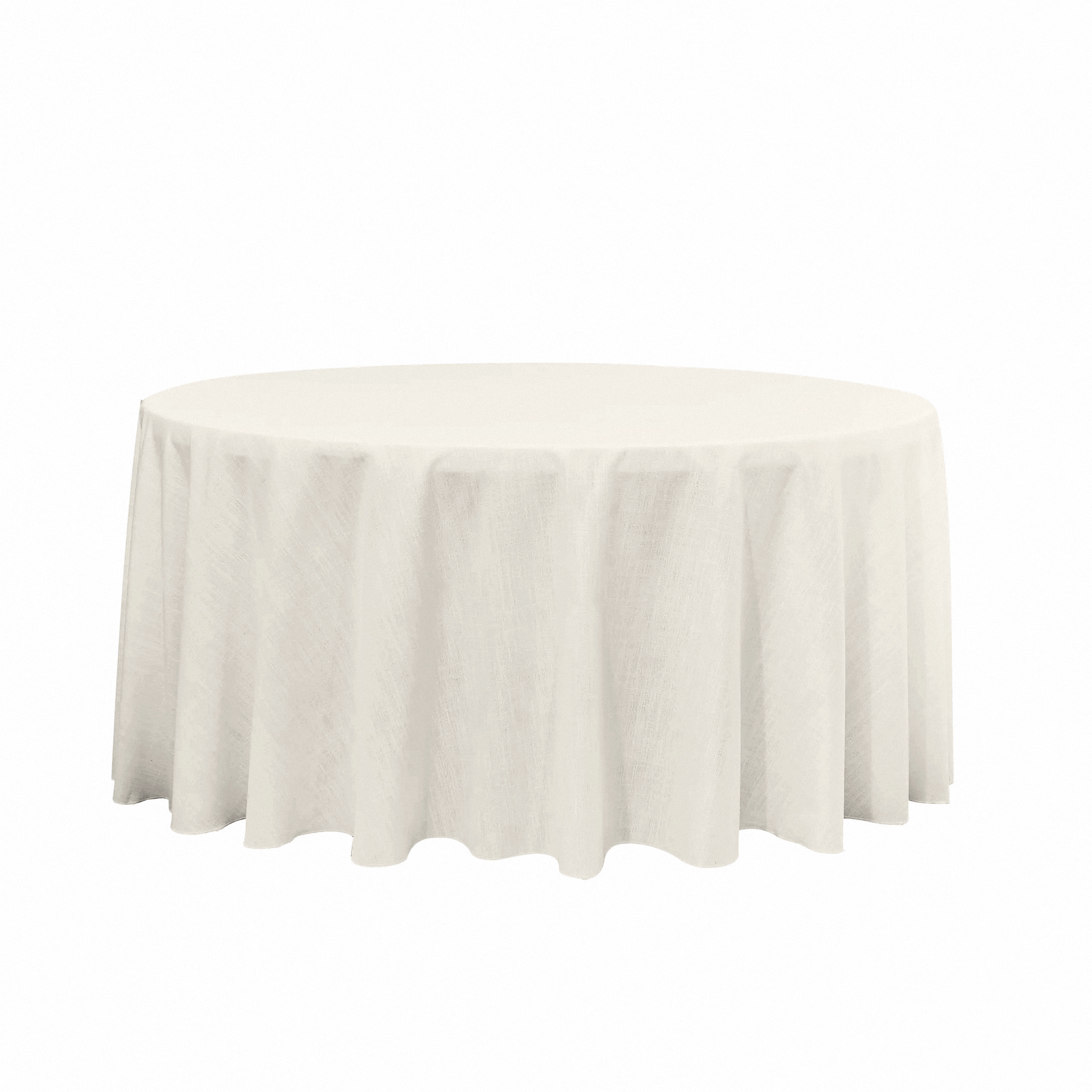 120" Round Premium Linen-Look Panama Weave Tablecloth - Light Ivory/Off White