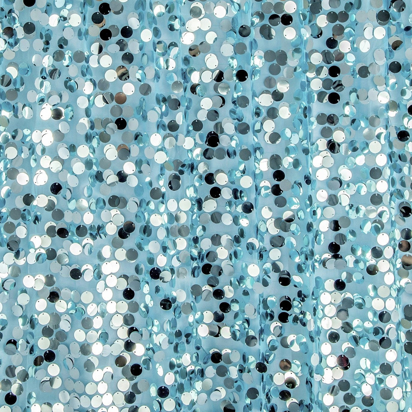 Large Payette Sequin Round 120" Tablecloth - Baby Blue - CV Linens