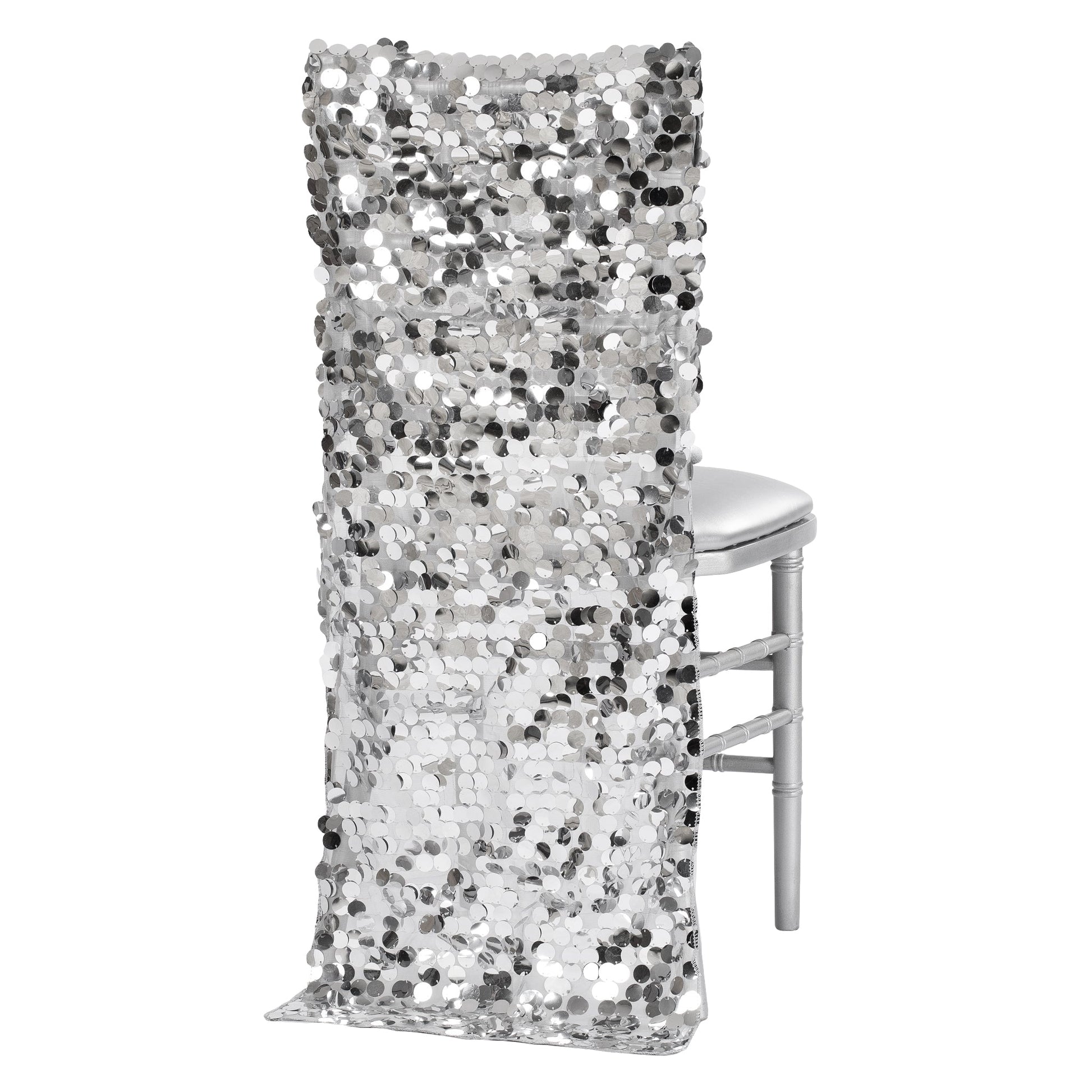Payette Sequin Chiavari Chair Back Cover - Silver - CV Linens