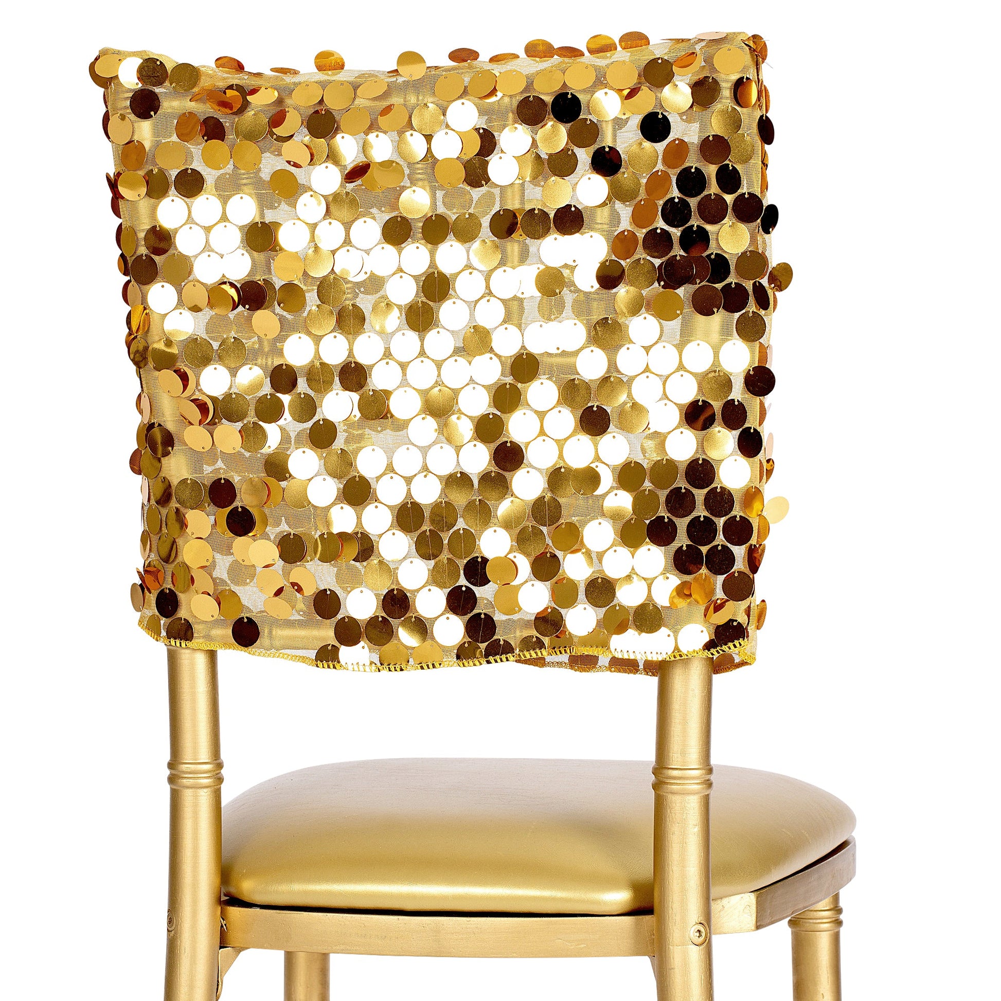 Payette Sequin Chiavari Chair Cap 16"W x 14"L - Gold - CV Linens