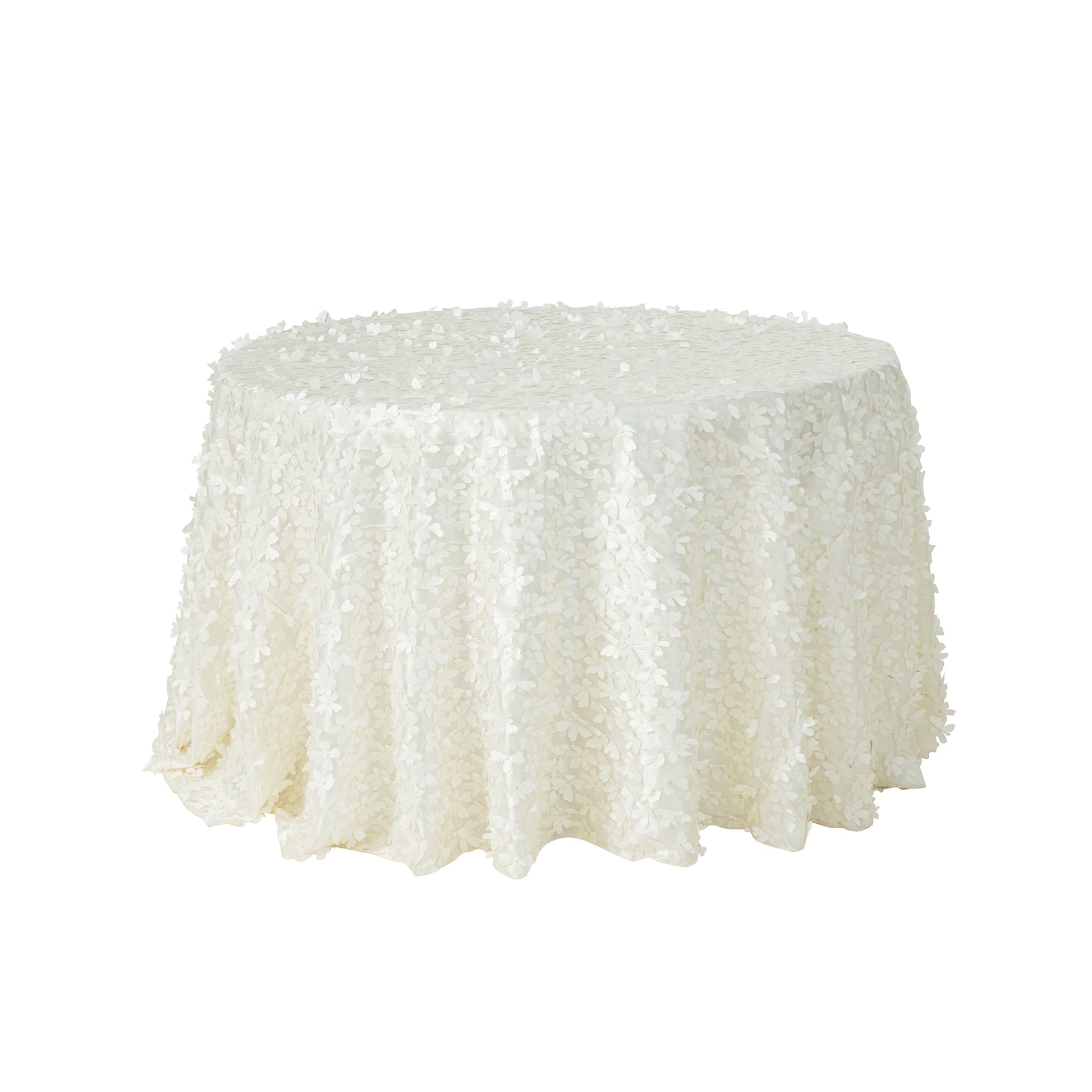 CV Linens Flower Petal Taffeta Round 115" Tablecloth - Ivory