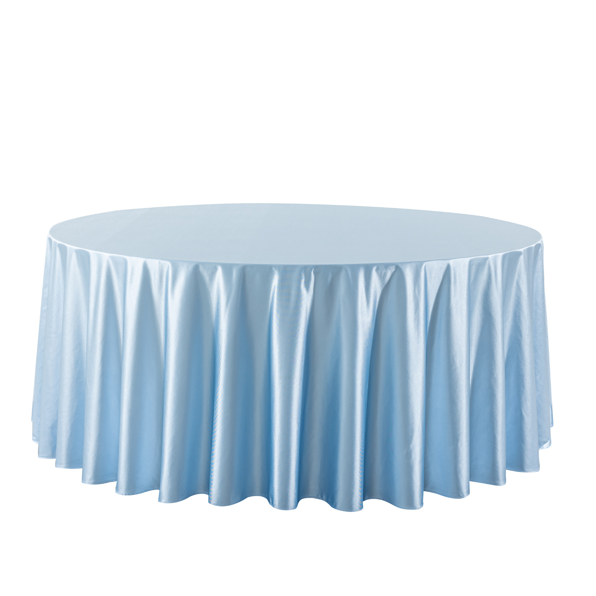 Premium Satin (Wrinkle-Resistant) 120" Round Tablecloth - Baby Blue