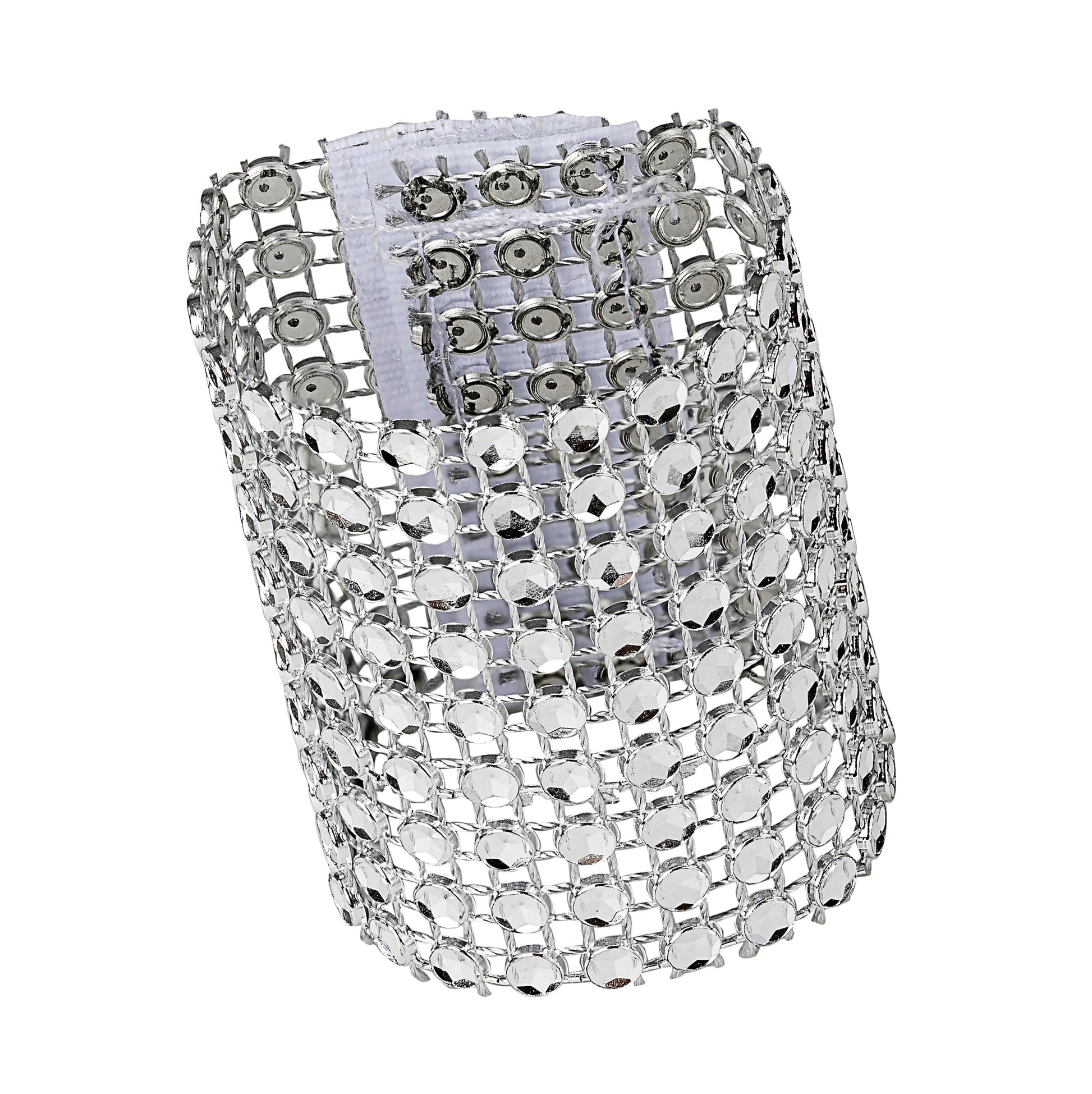 10 pc/pk Rhinestone Velcro Sash Clip Napkin Ring - Silver - CV Linens