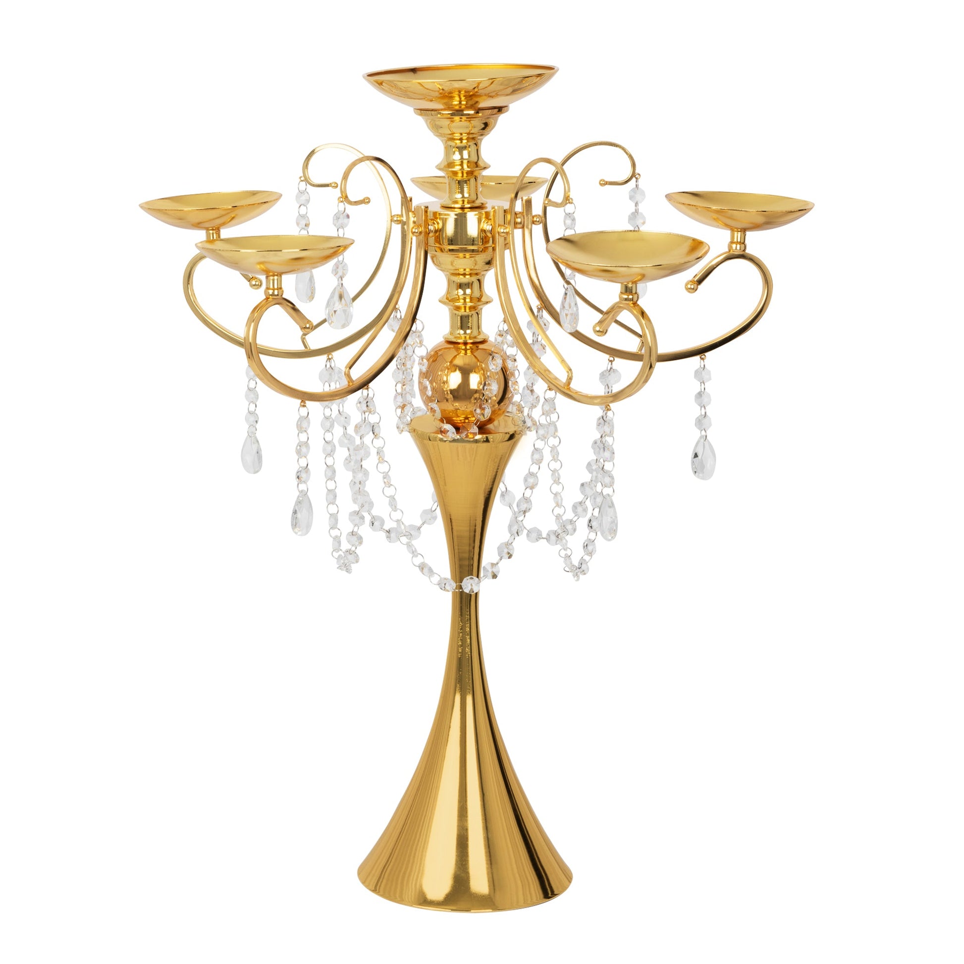 Royal Hanging Crystal Candelabra Centerpiece - Gold - CV Linens