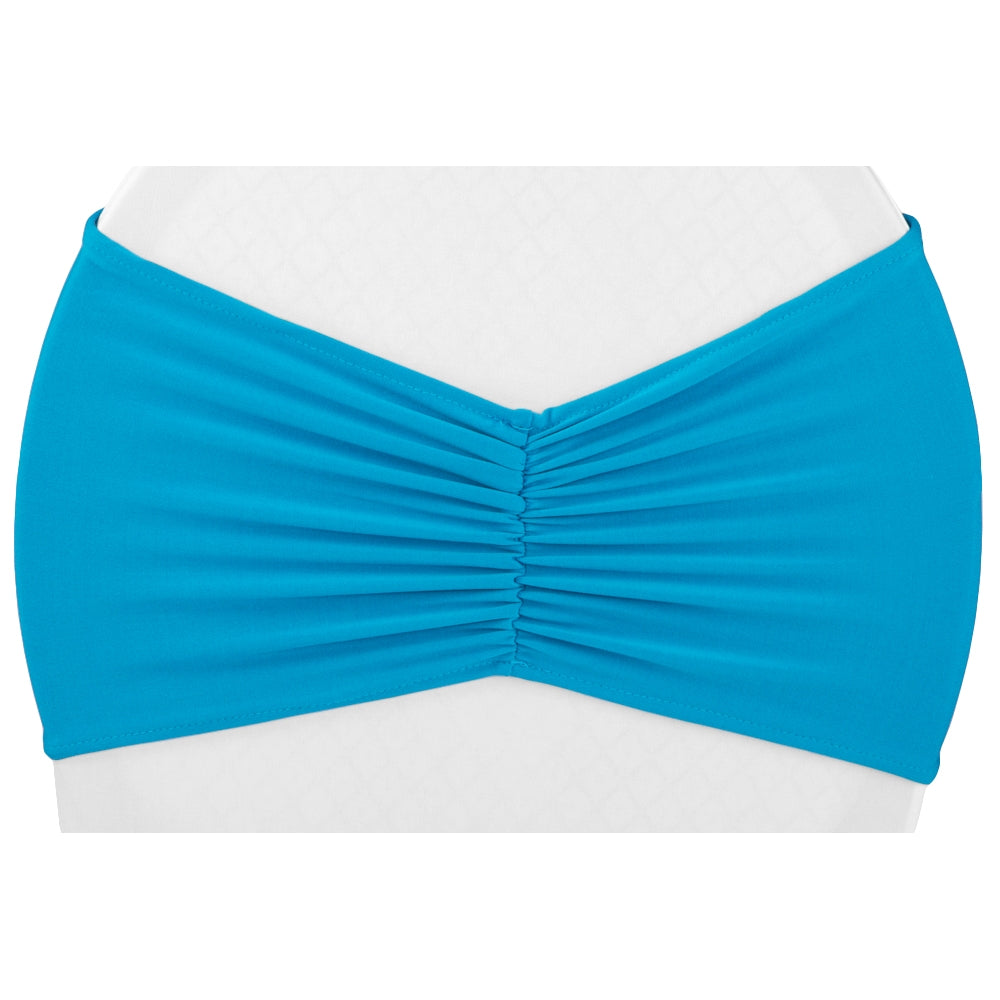 Ruffled Spandex Chair Band - Aqua Blue - CV Linens