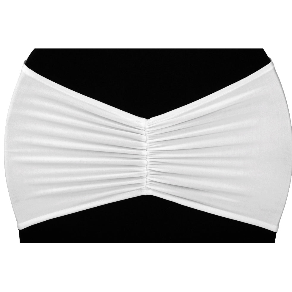 Ruffled Spandex Chair Band - White - CV Linens