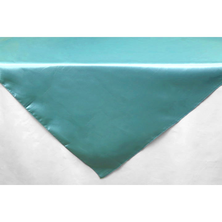 Square 54" Satin Table Overlay - Light Turquoise - CV Linens