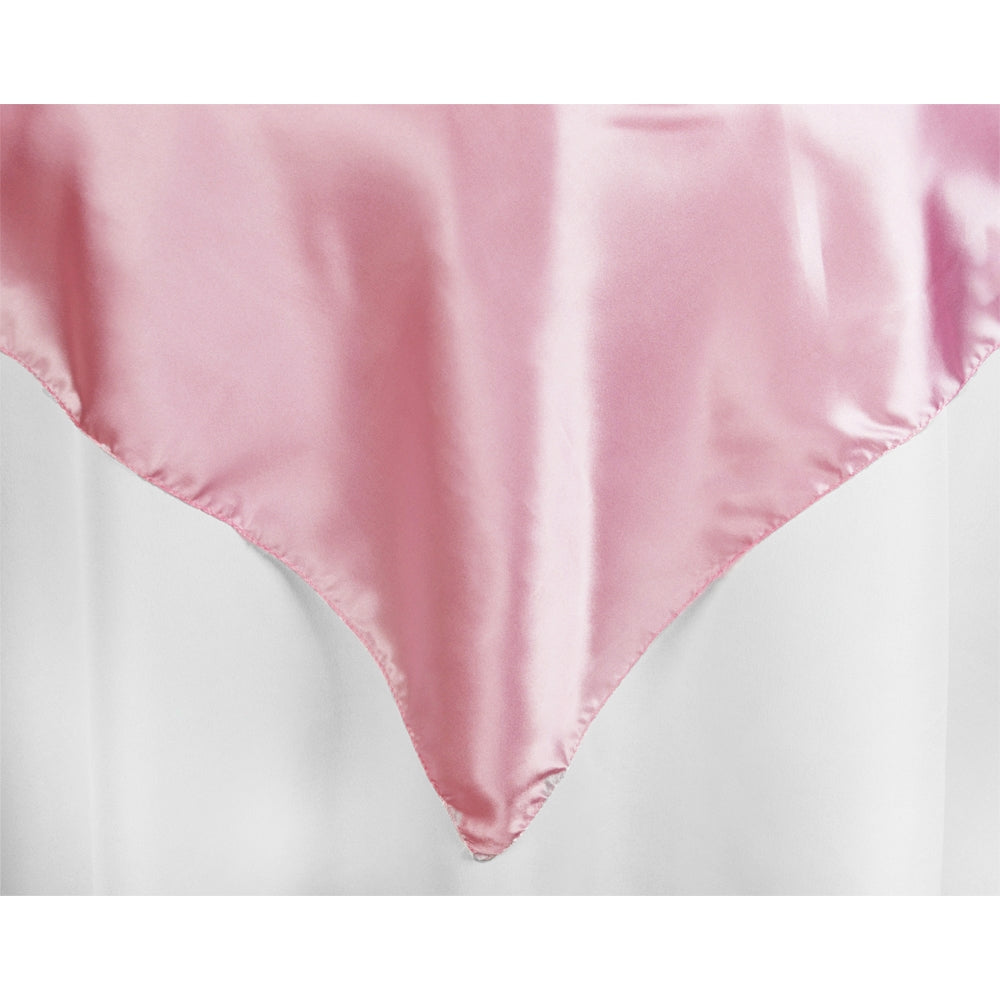 Square 54" Satin Table Overlay - Medium Pink - CV Linens